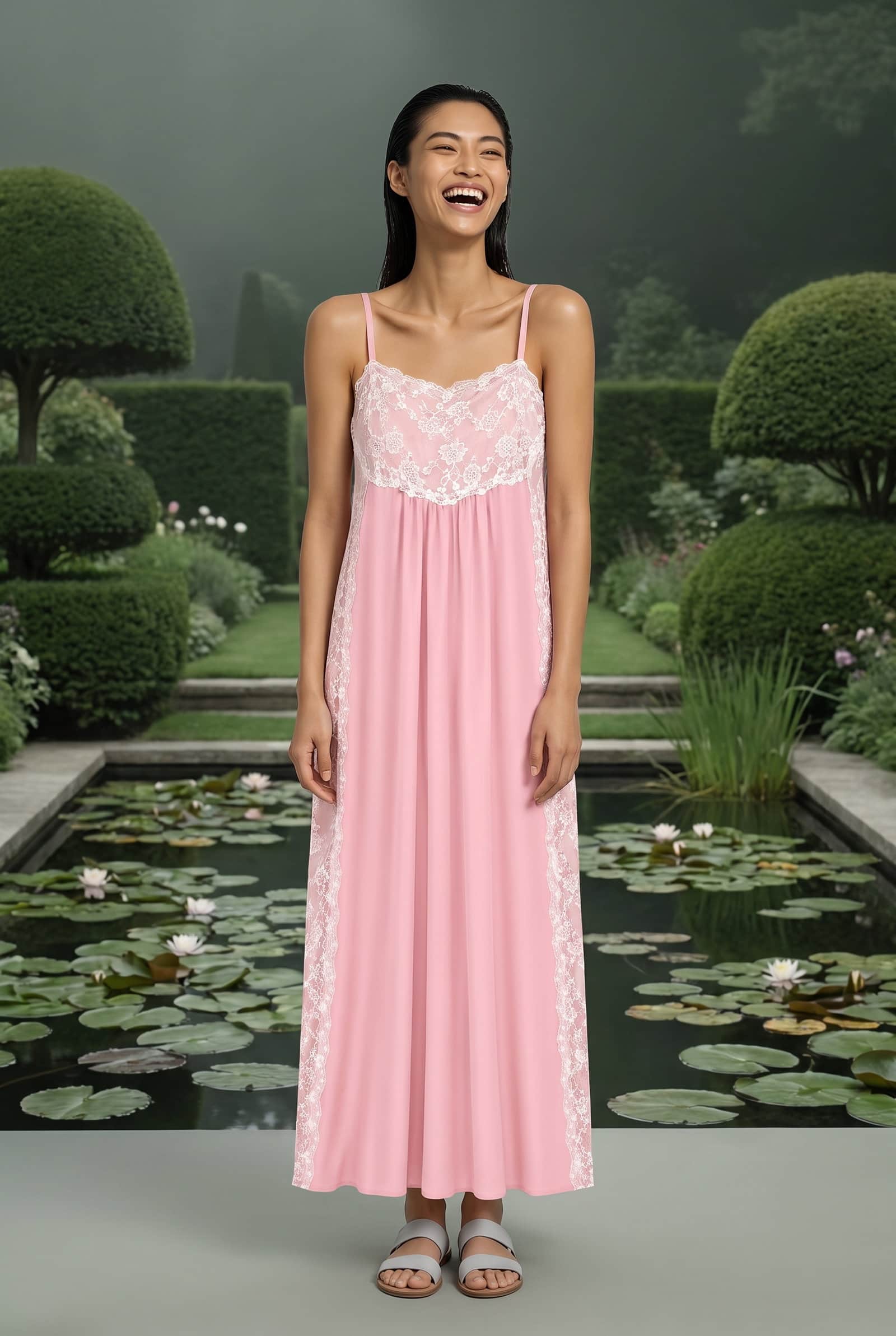 Pink Lace Slip Dress