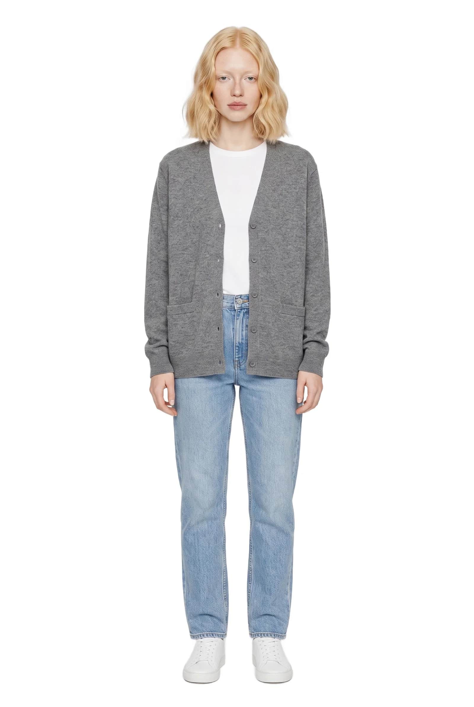 Grey V-Neck Cardigan