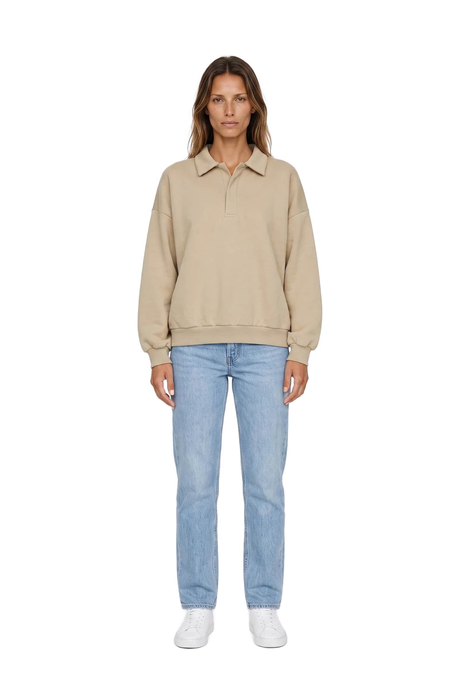 Polo collar 3 Button Placket Sweatshirt