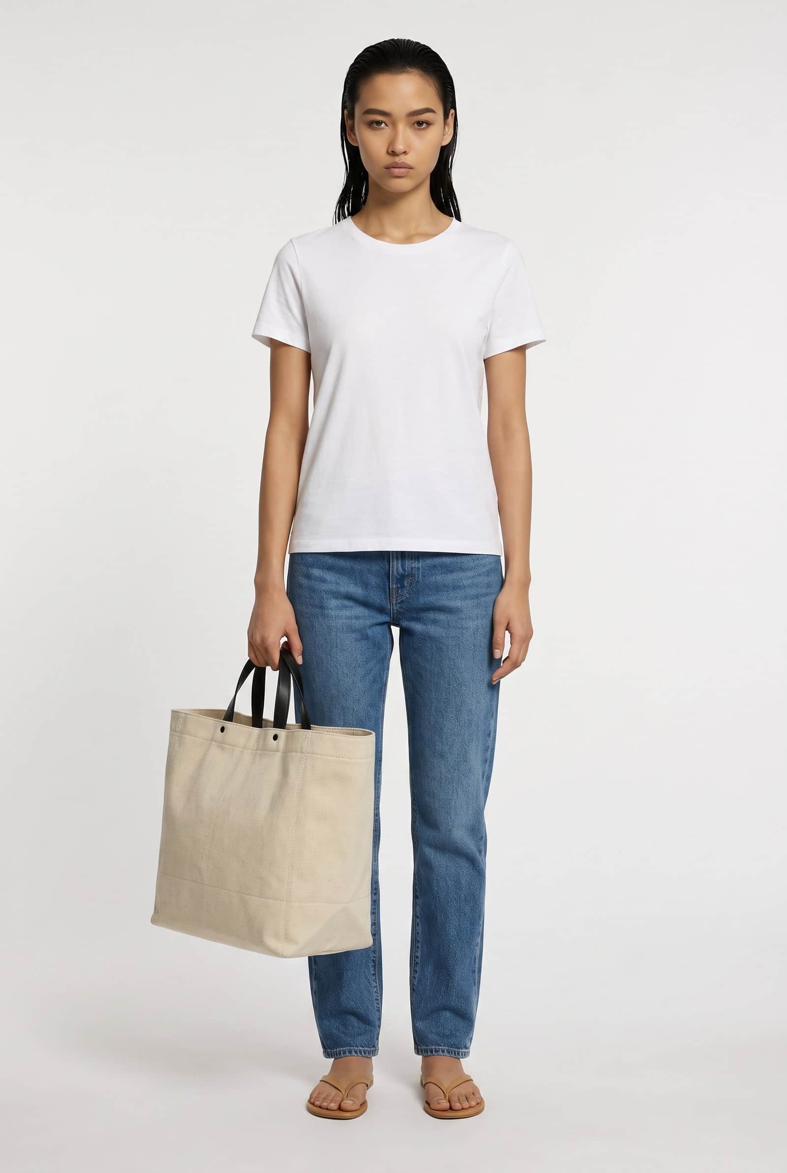 Canvas Tote with Leather Grab Handles