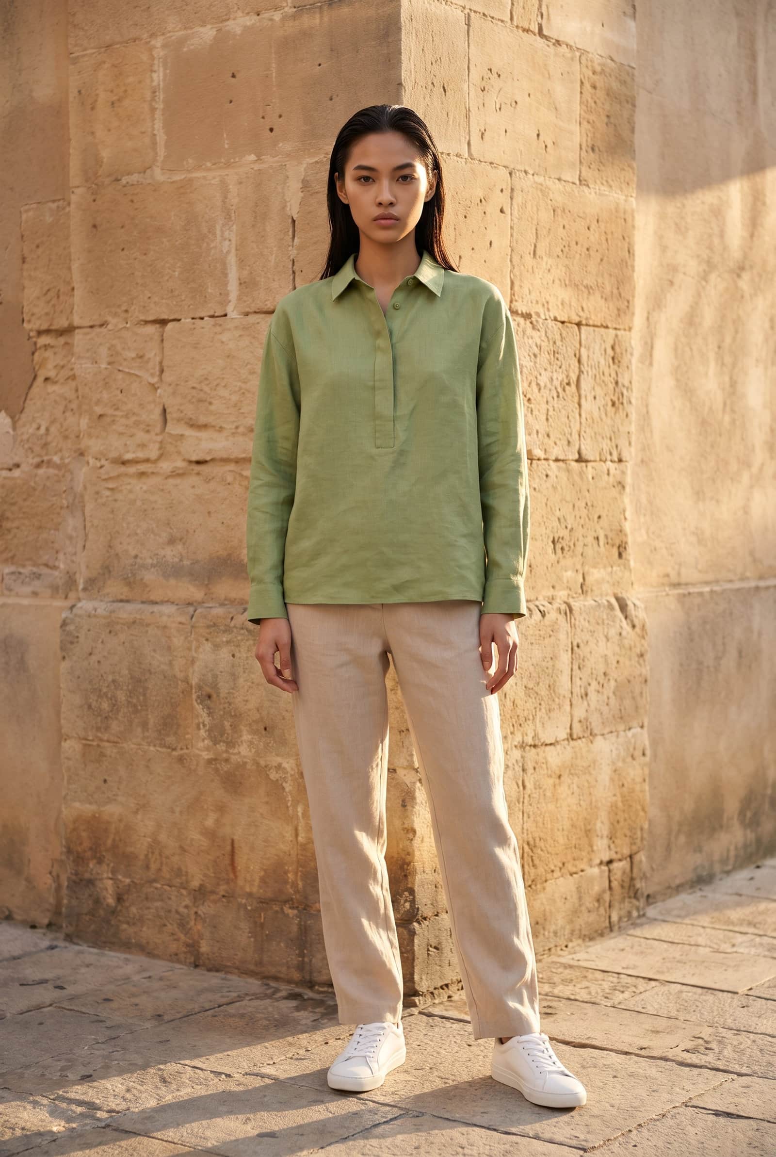 Matcha Green Popover Shirt