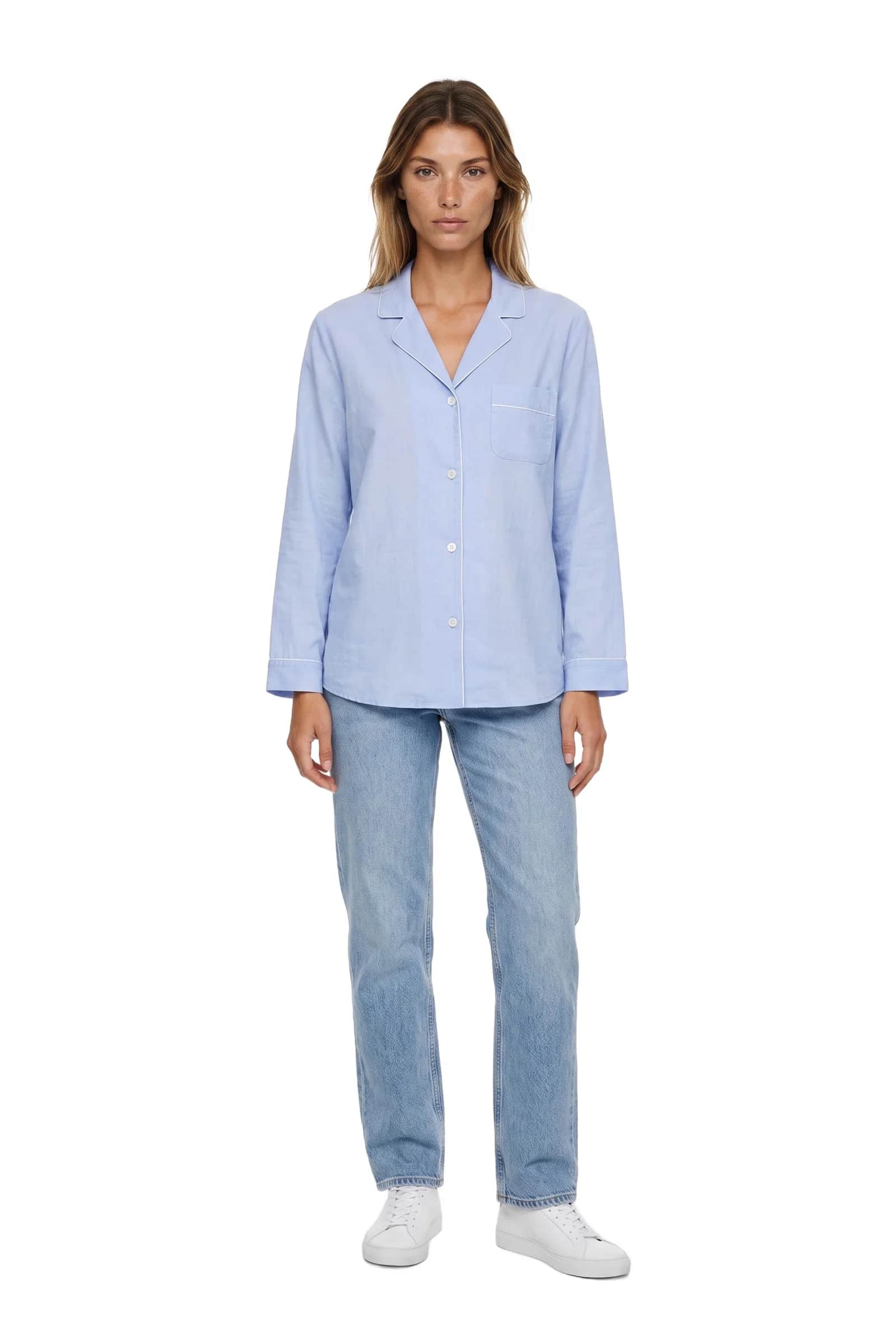 Light Blue Button-Up Pyjama Top