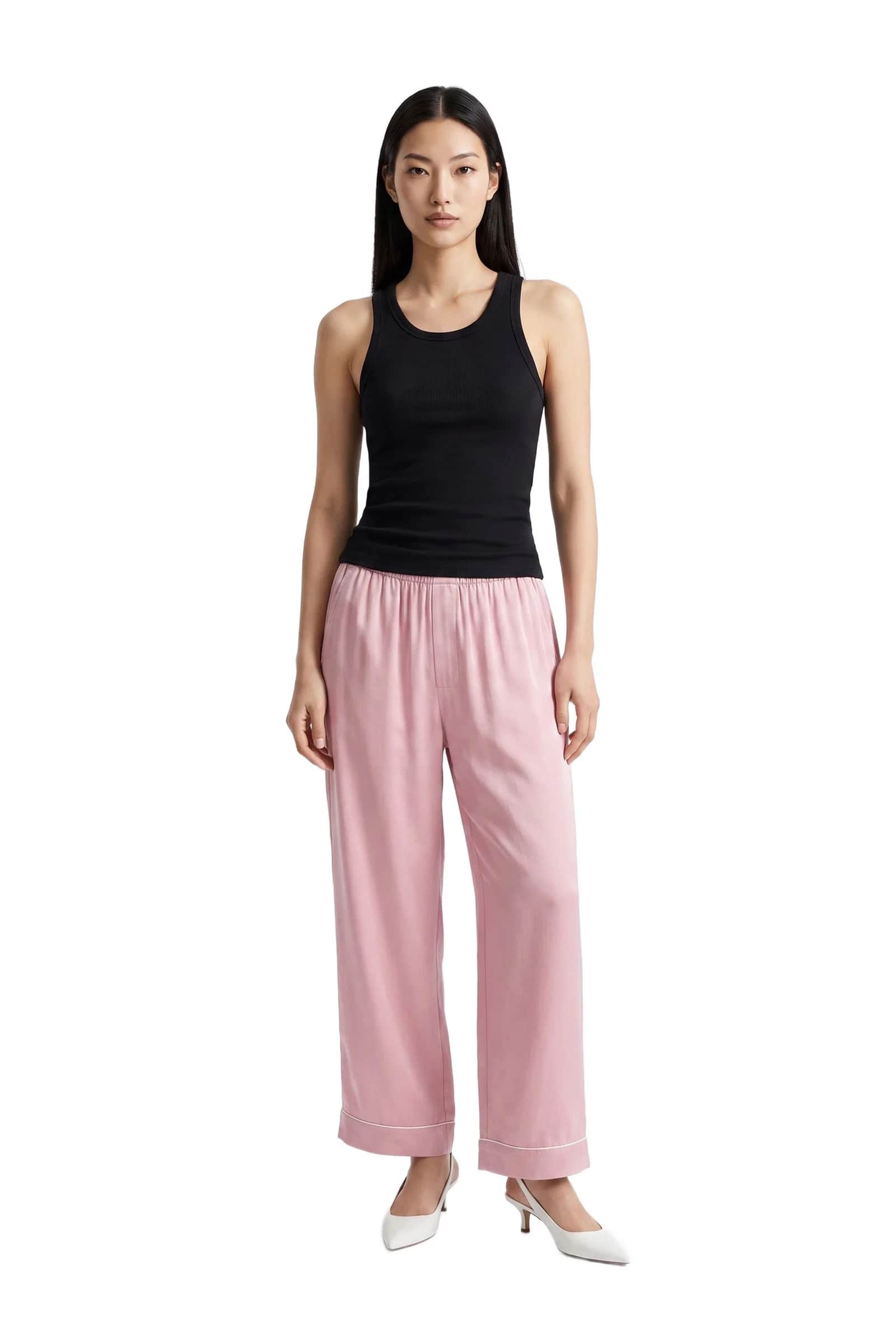 Sakura Pink Silk Wide-Leg Pants