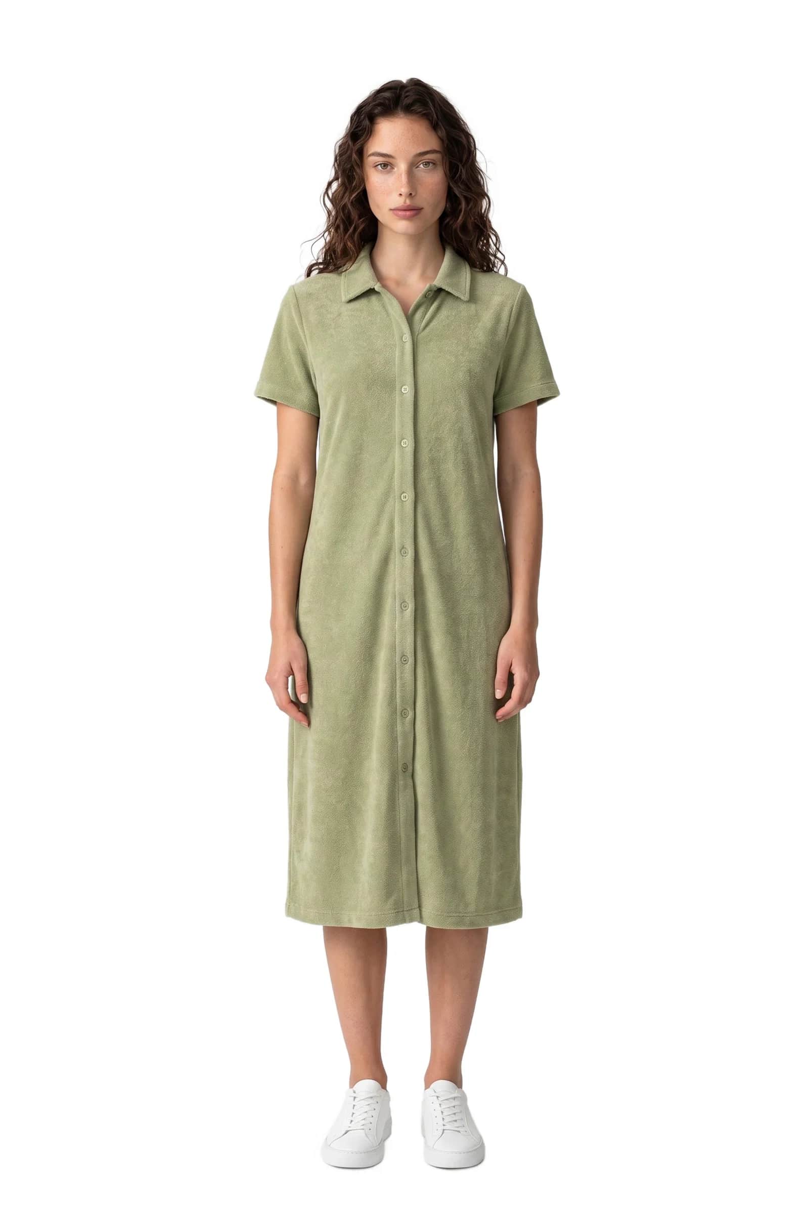 Short-sleeved, button-down polo dress