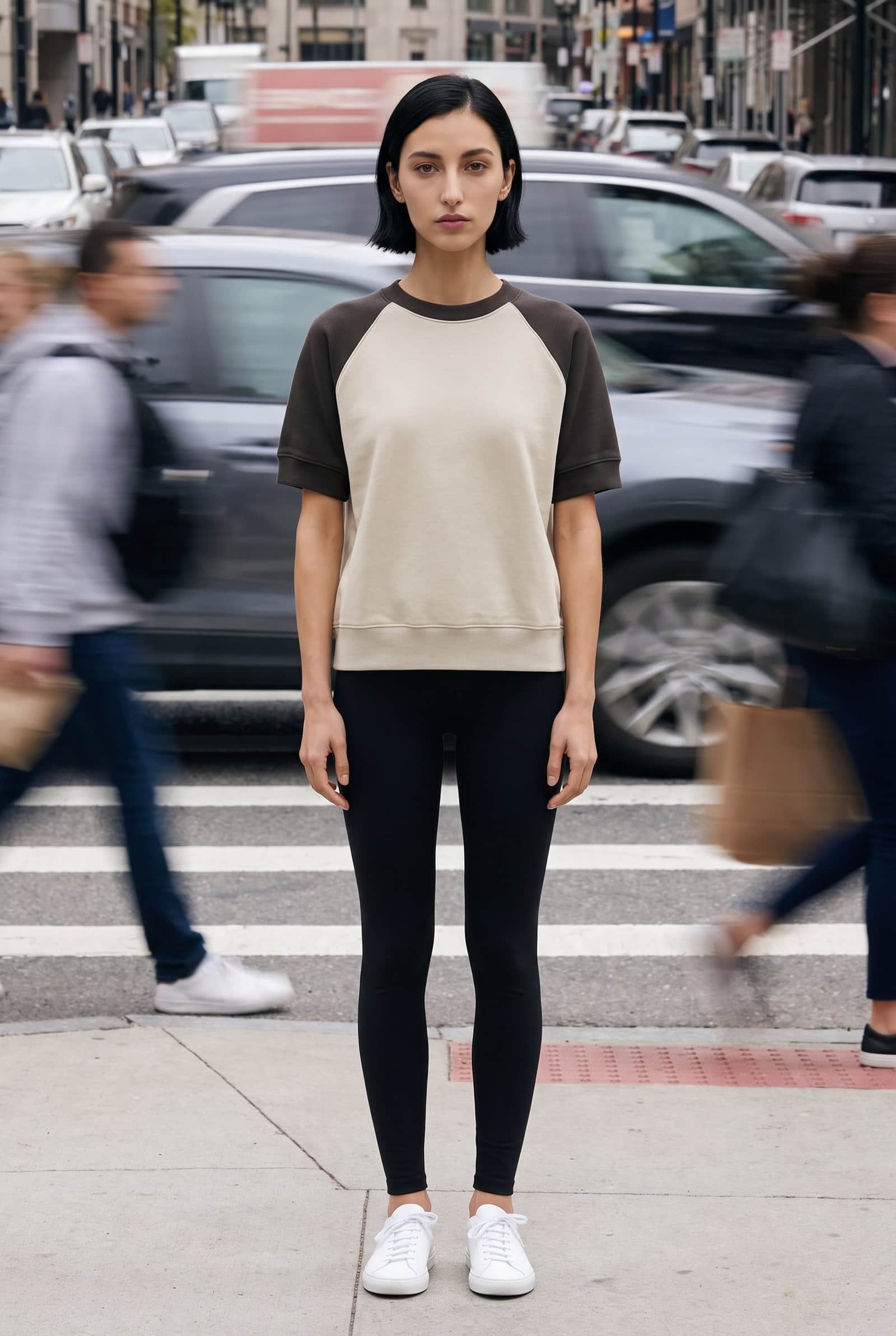 Short-Sleeve Raglan Sweatshirt (cream with dark sleeves)