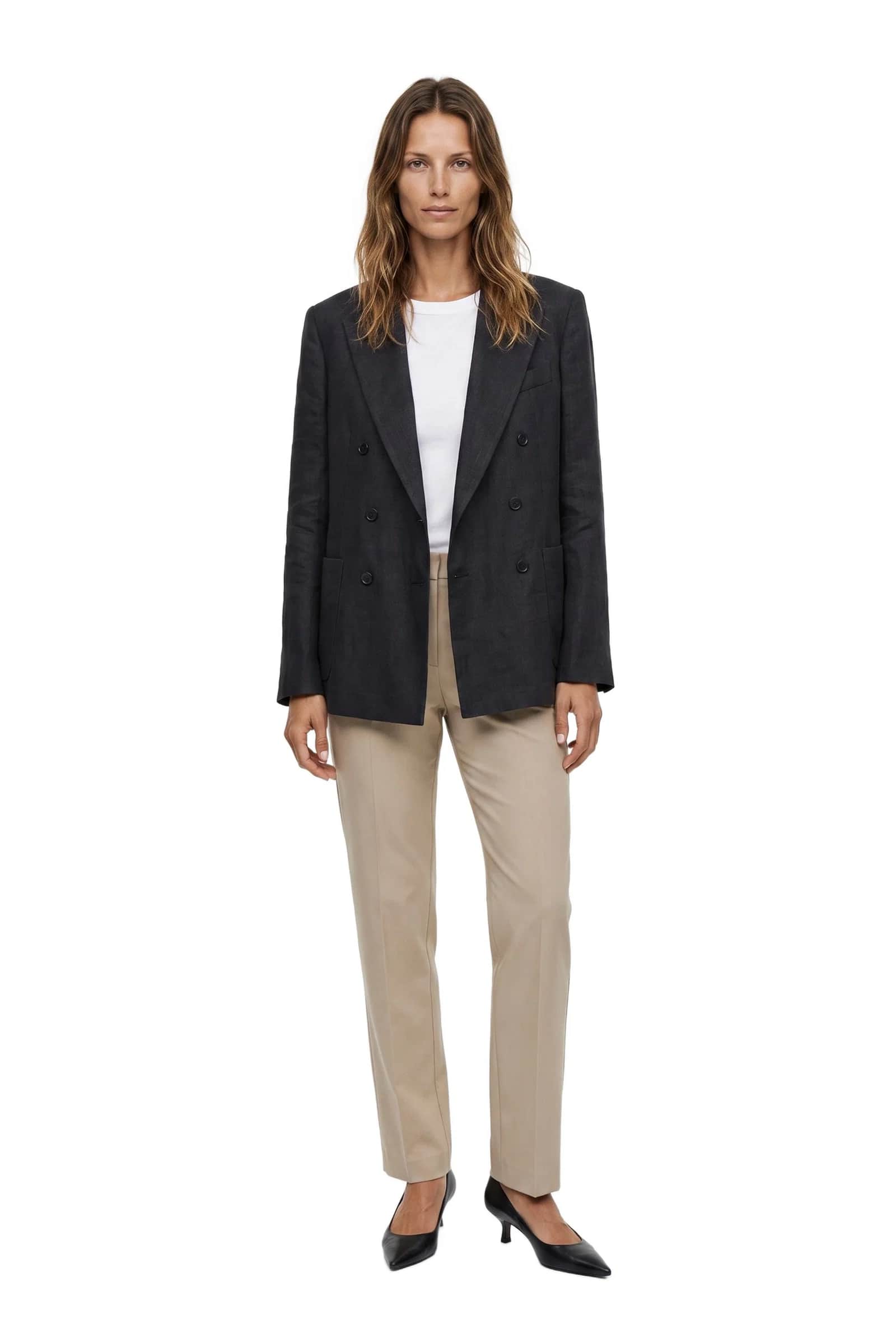 Black Single-Breasted Linen Blazer