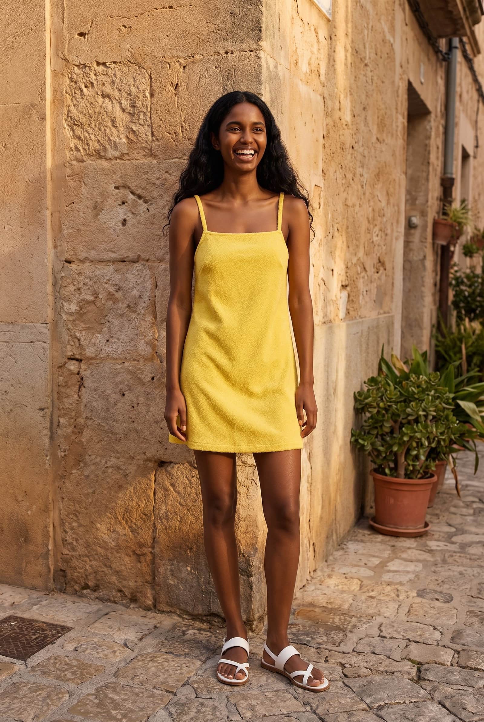 Yellow Towelling Sundress