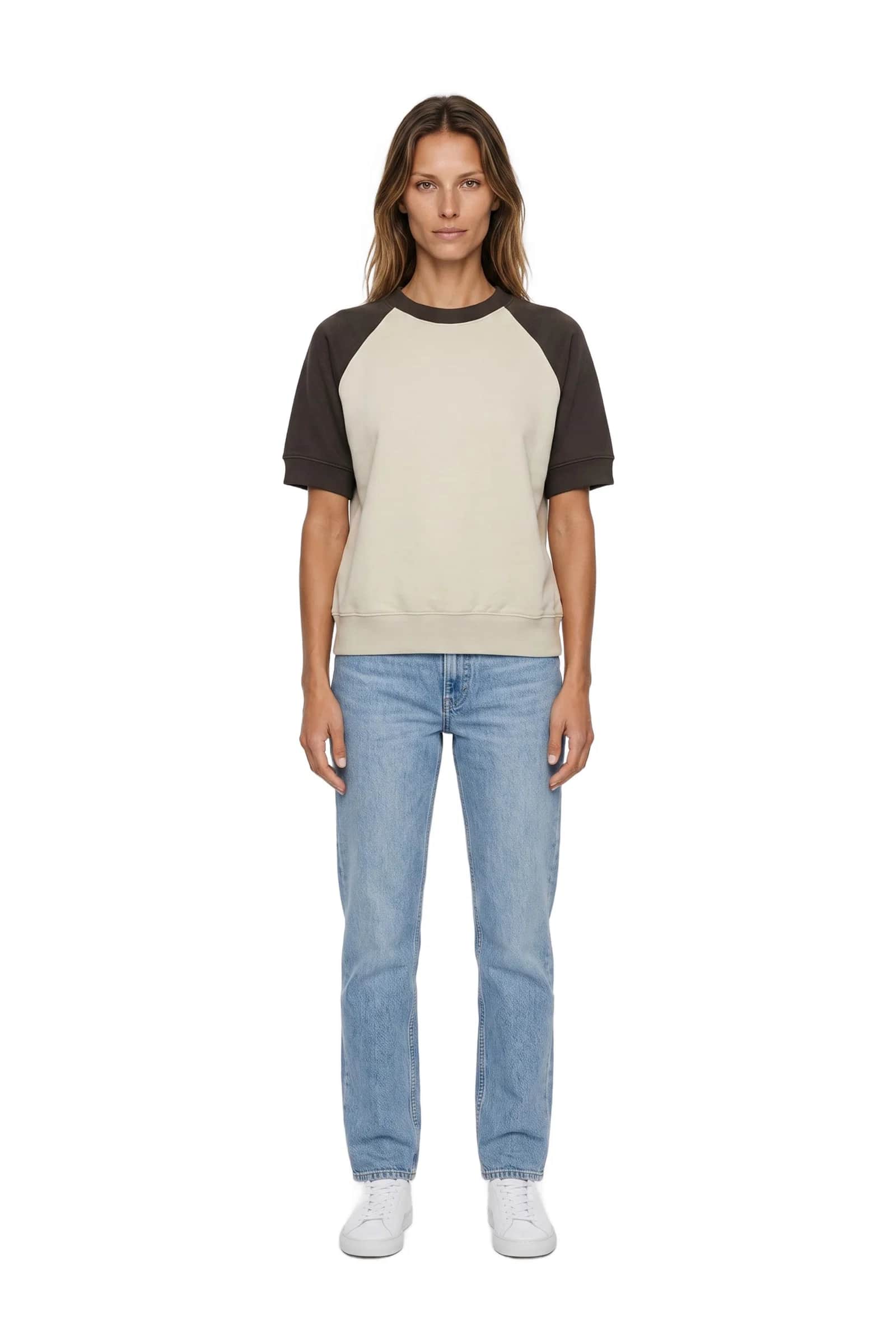 Short-Sleeve Raglan Sweatshirt (cream with dark sleeves)