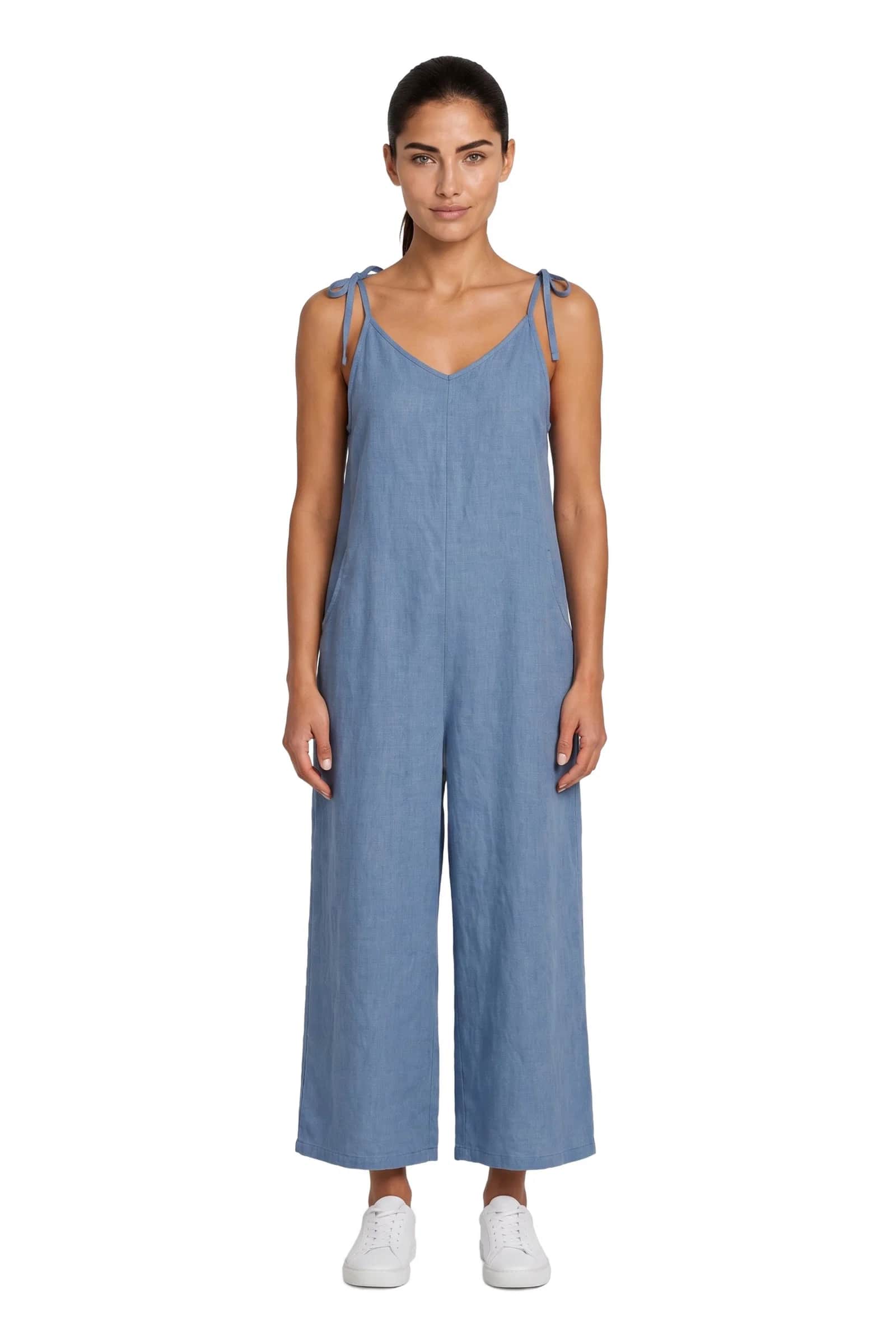 Linen-Rich Tie Detail Jumpsuit