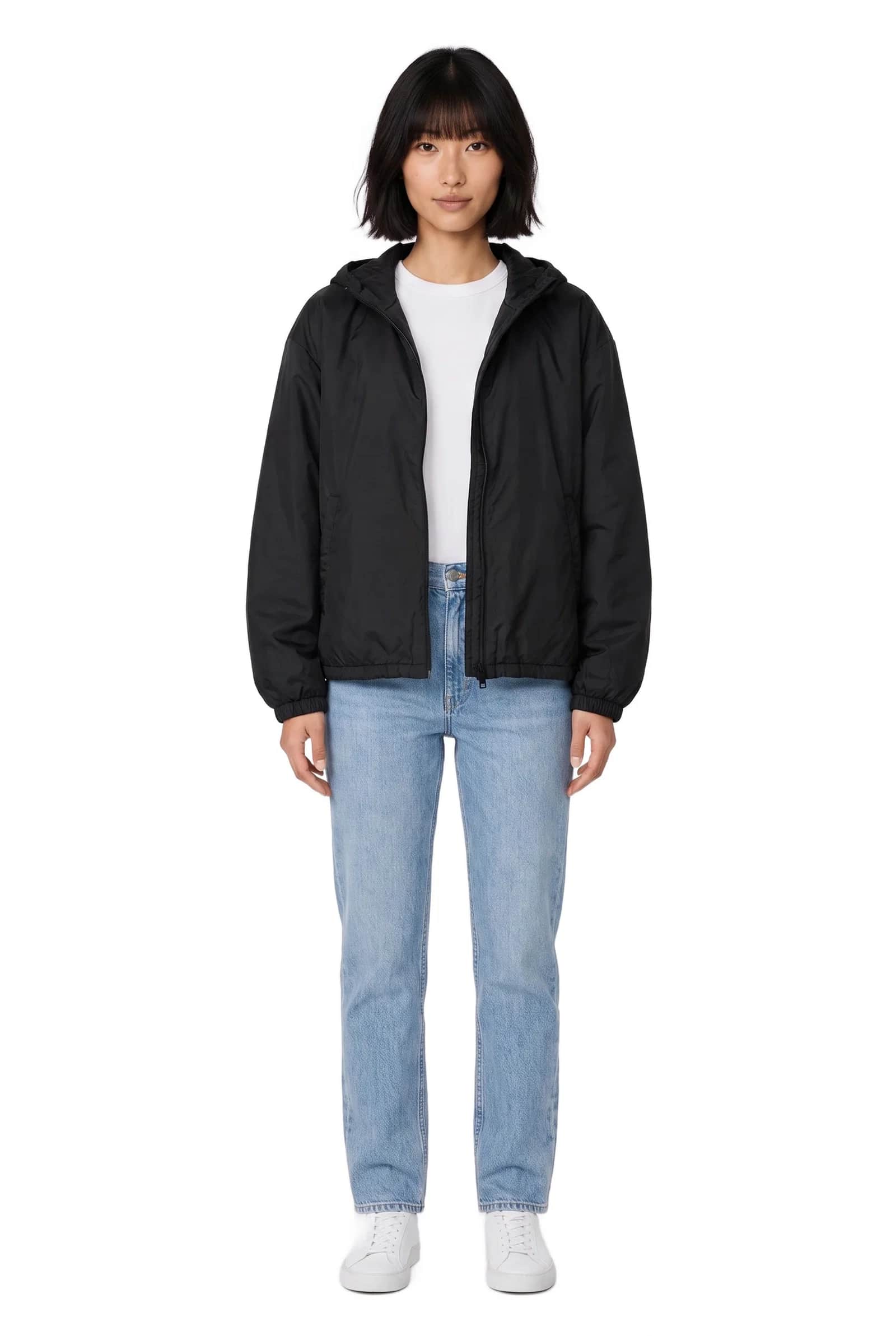 Black Hooded Windproof Shell Jacket