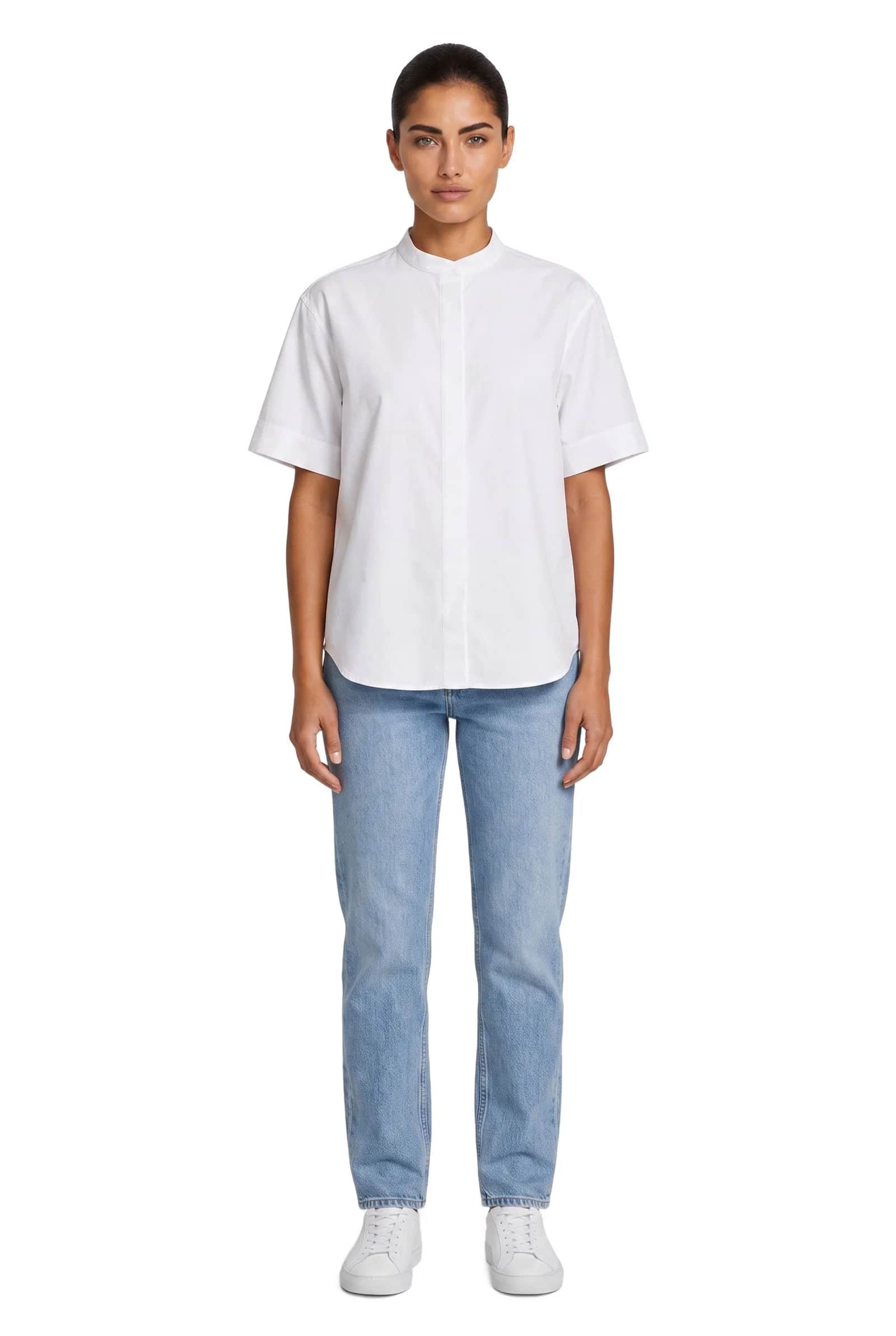 Short-Sleeve Band Collar Shirt
