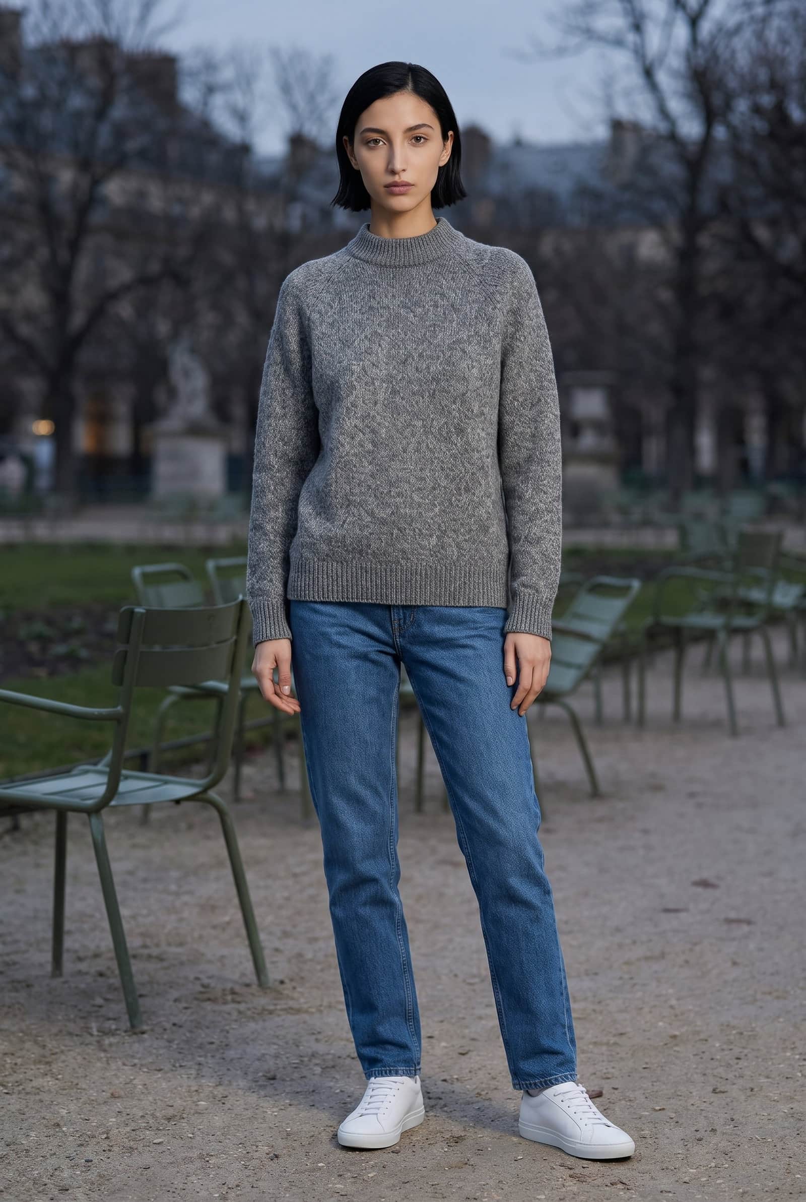 Marled Grey Mock Neck Sweater