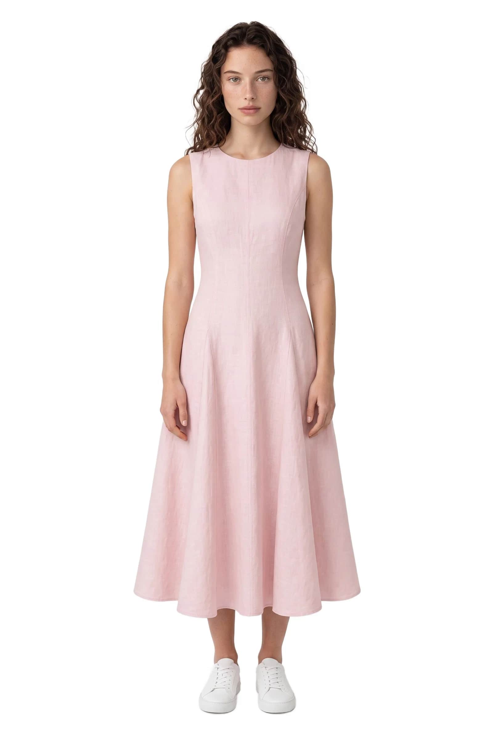 Pink Linen Slip Dress