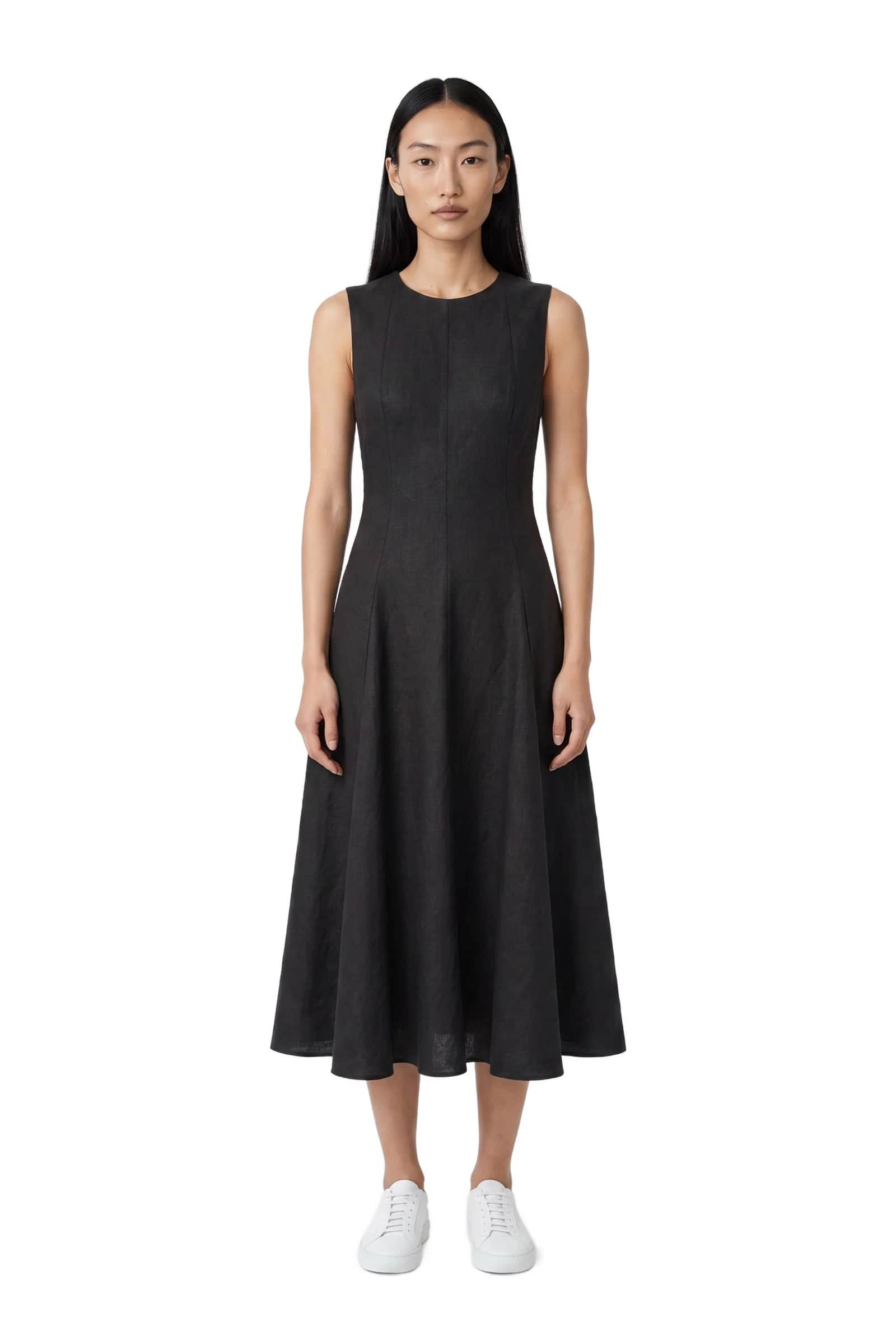 Black Linen Sleeveless Dress