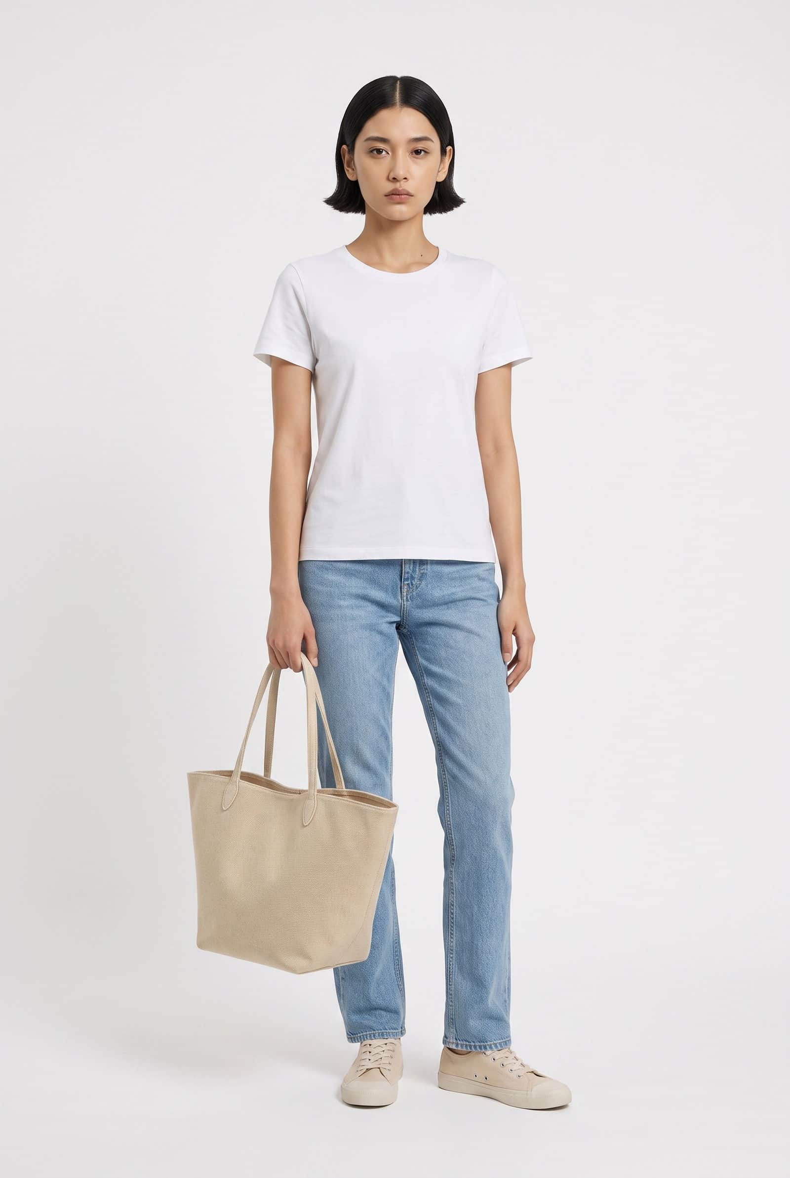 Canvas Basket Tote Bag
