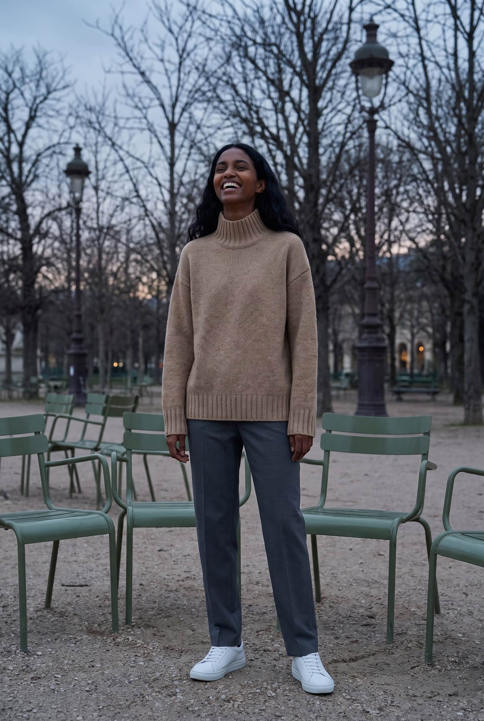 Beige Funnel Neck Sweater