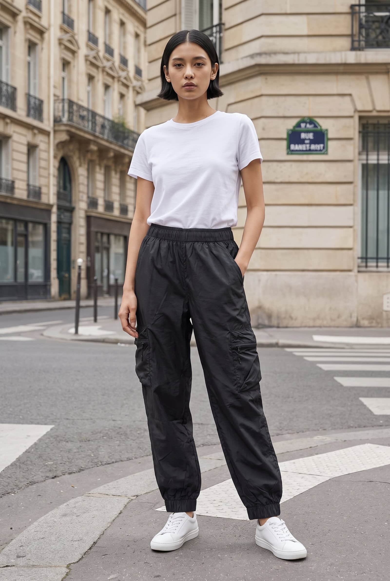 Black Nylon Cargo Pants
