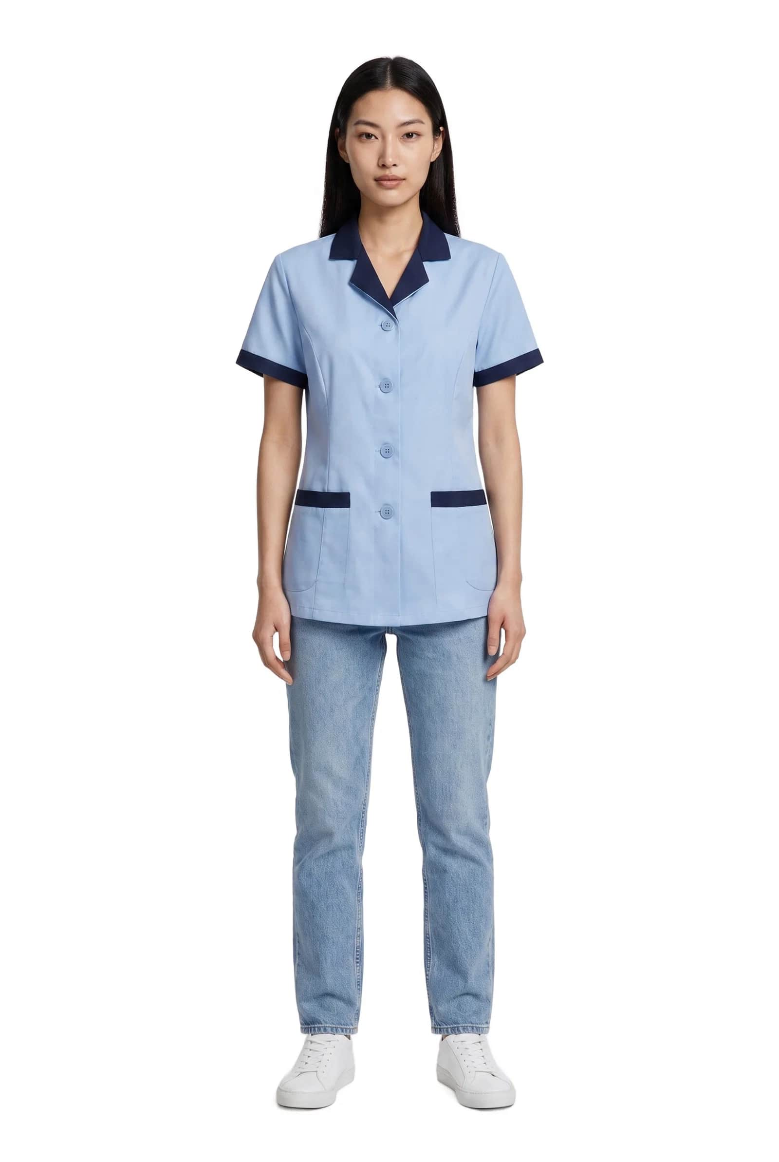 Sky Blue Short-Sleeve Nurse Tunic
