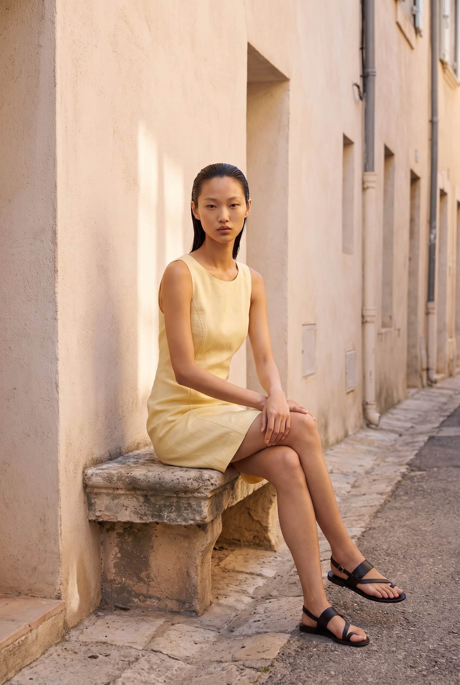 Light Yellow Linen Slip Dress