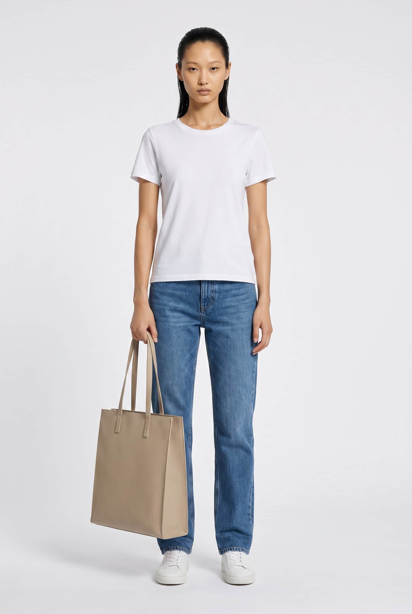 Leather Flat Tote Bag