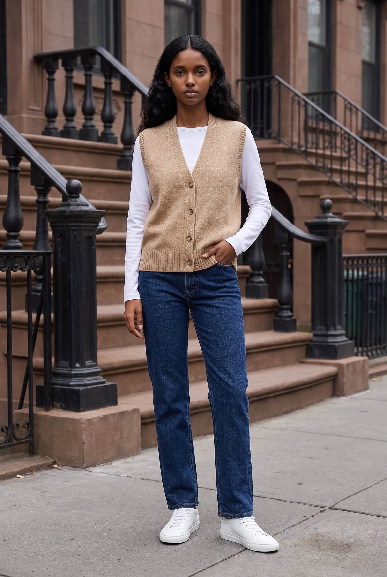 Beige Knit Vest