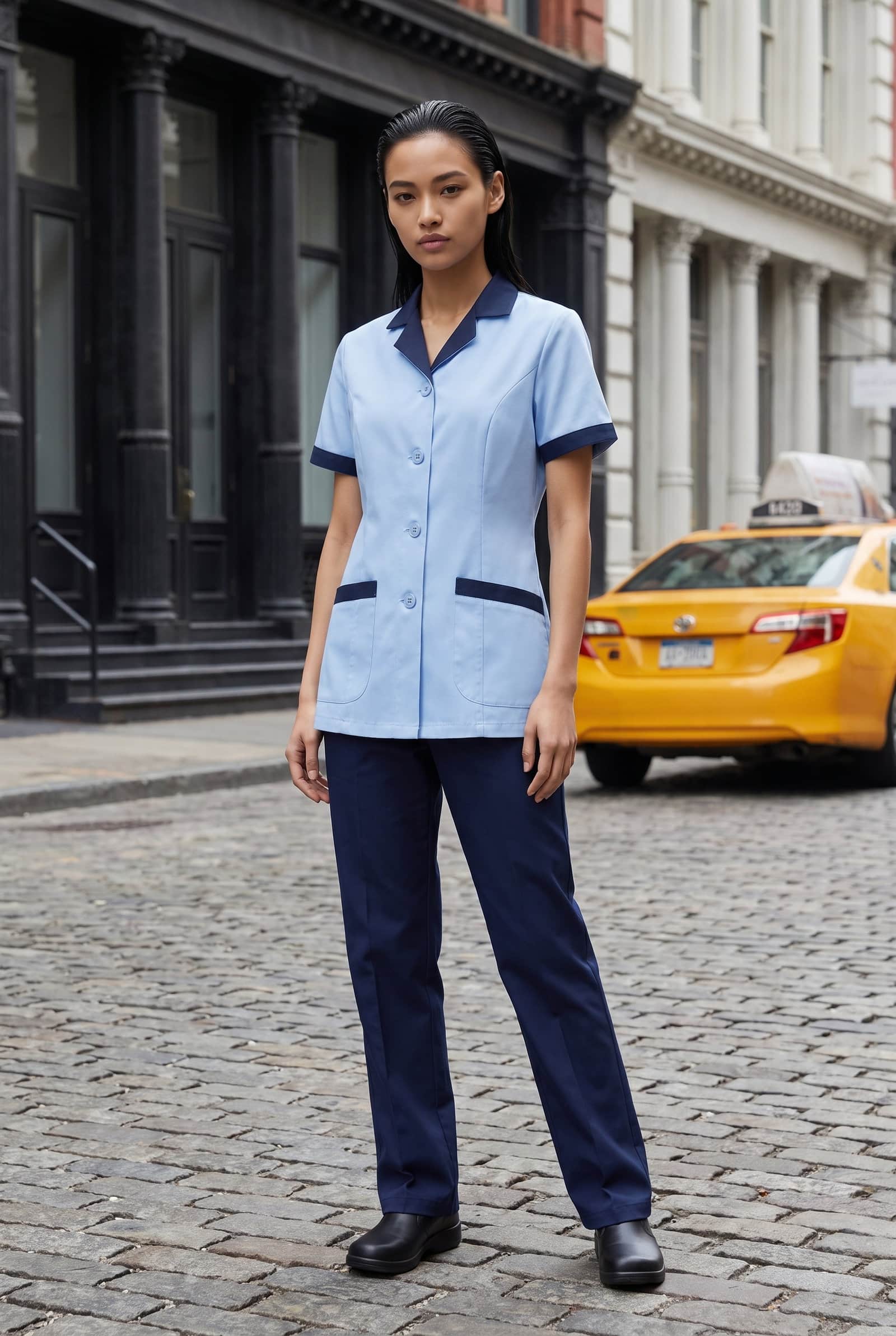 Sky Blue Short-Sleeve Nurse Tunic