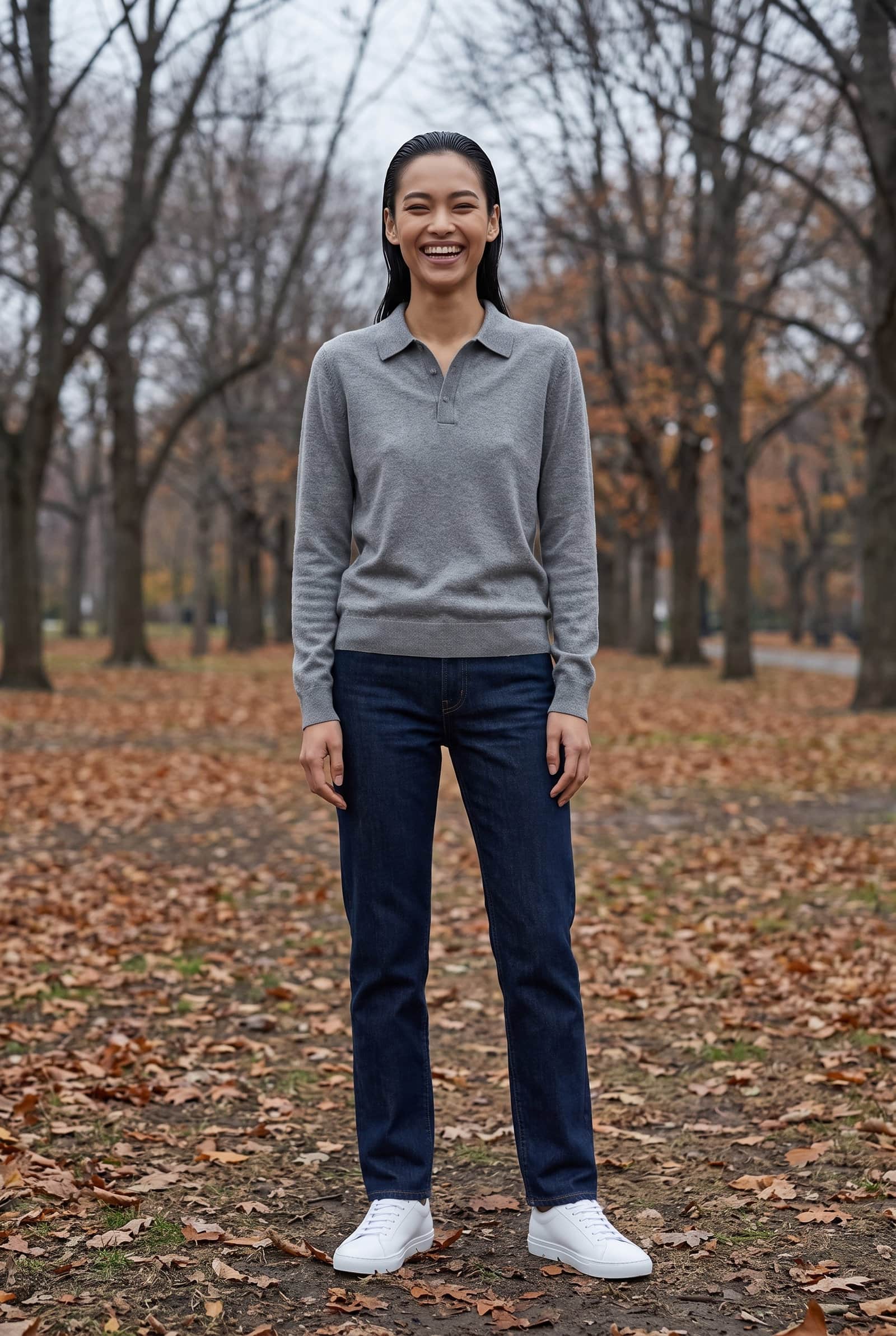 Grey Knit Polo