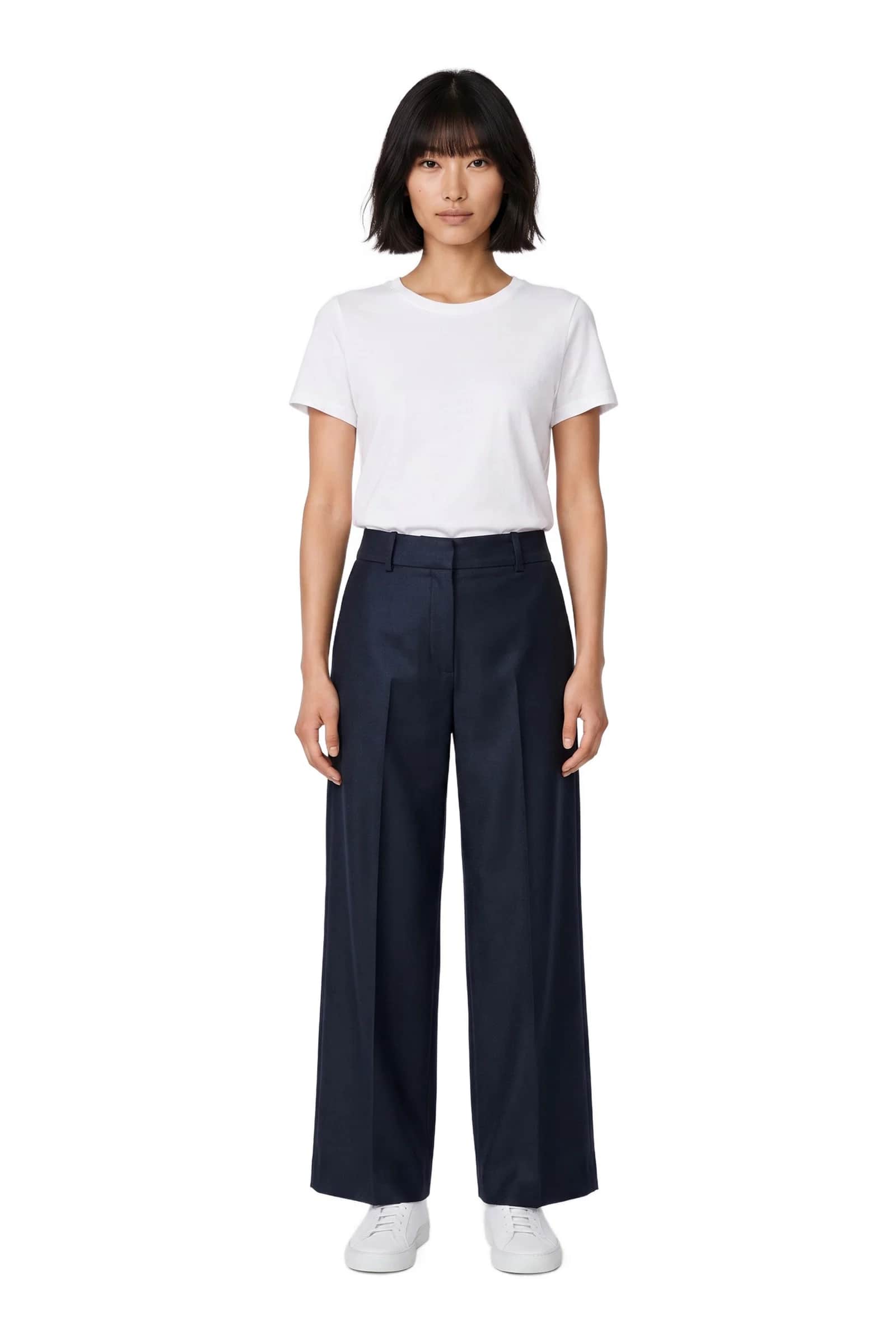 Navy Wide Leg Trousers