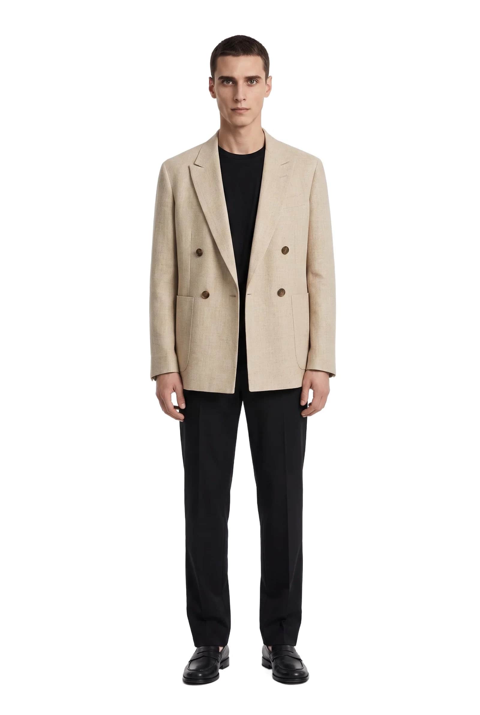 Beige Oversized Patch-Pocket Blazer