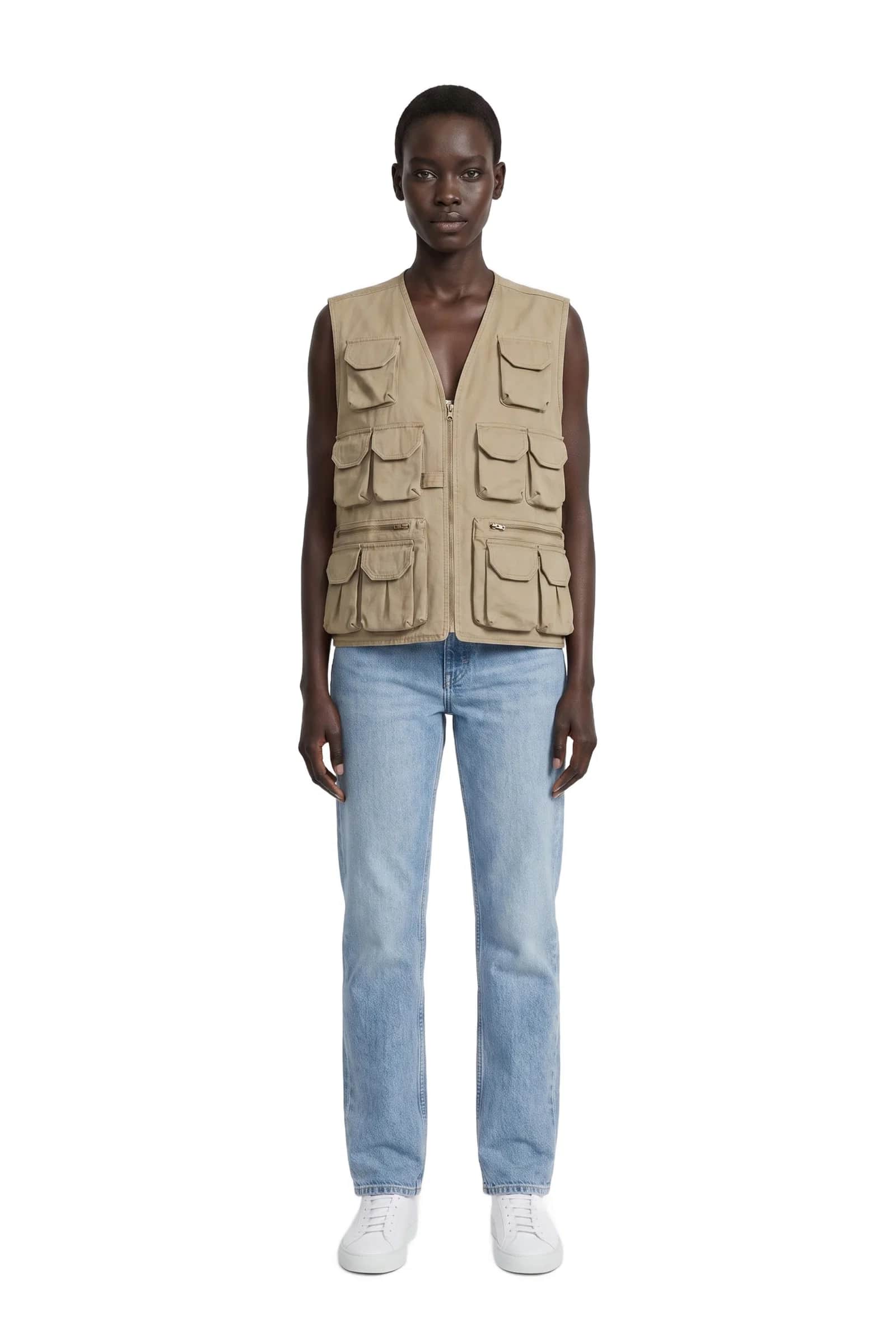Khaki/tan multi-pocket vest