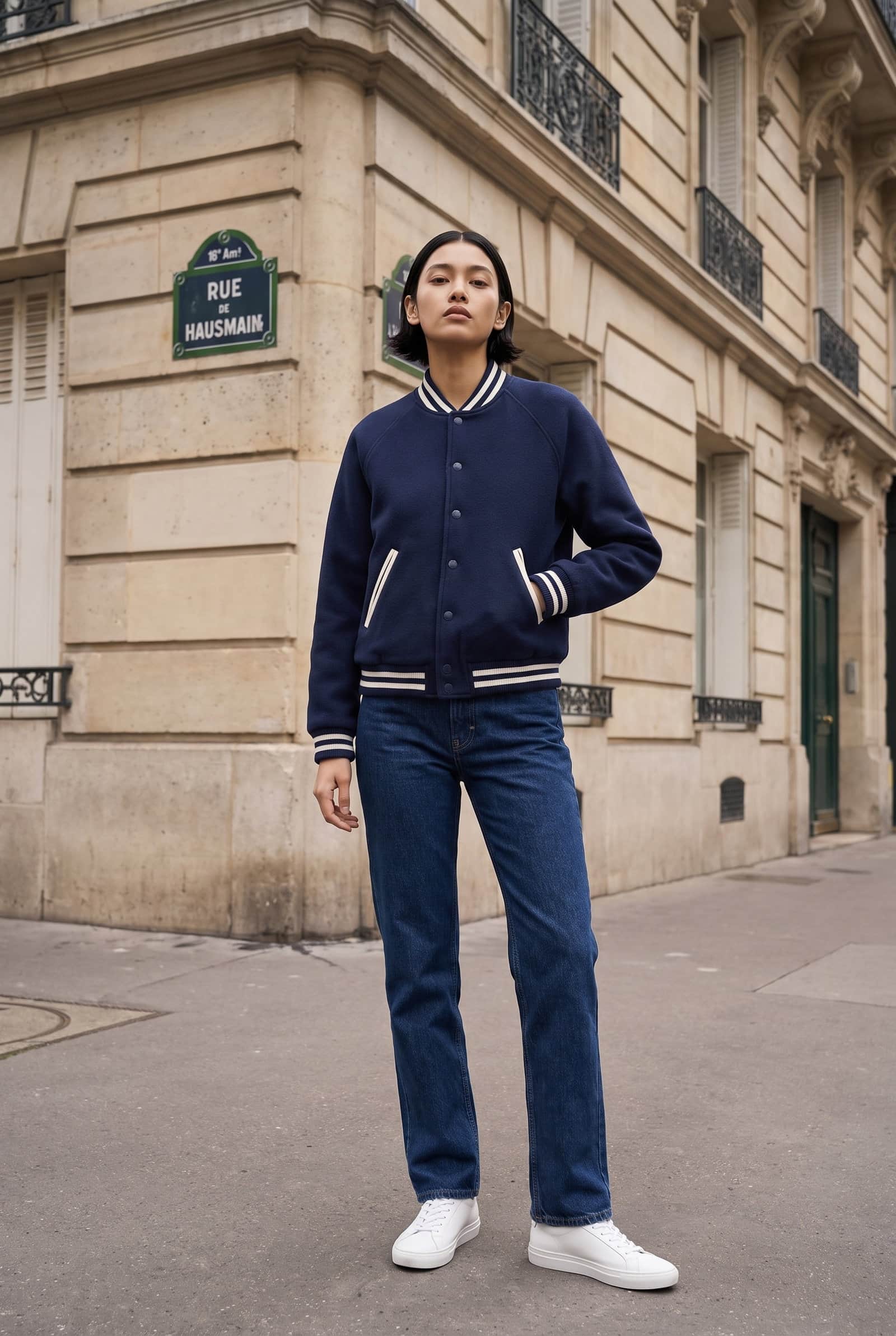 Solid Tone Varsity Jacket