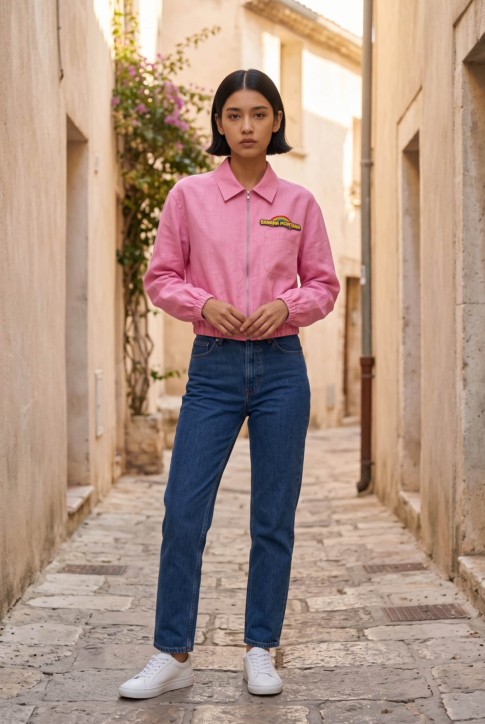 Pink Linen Zipped Jacket