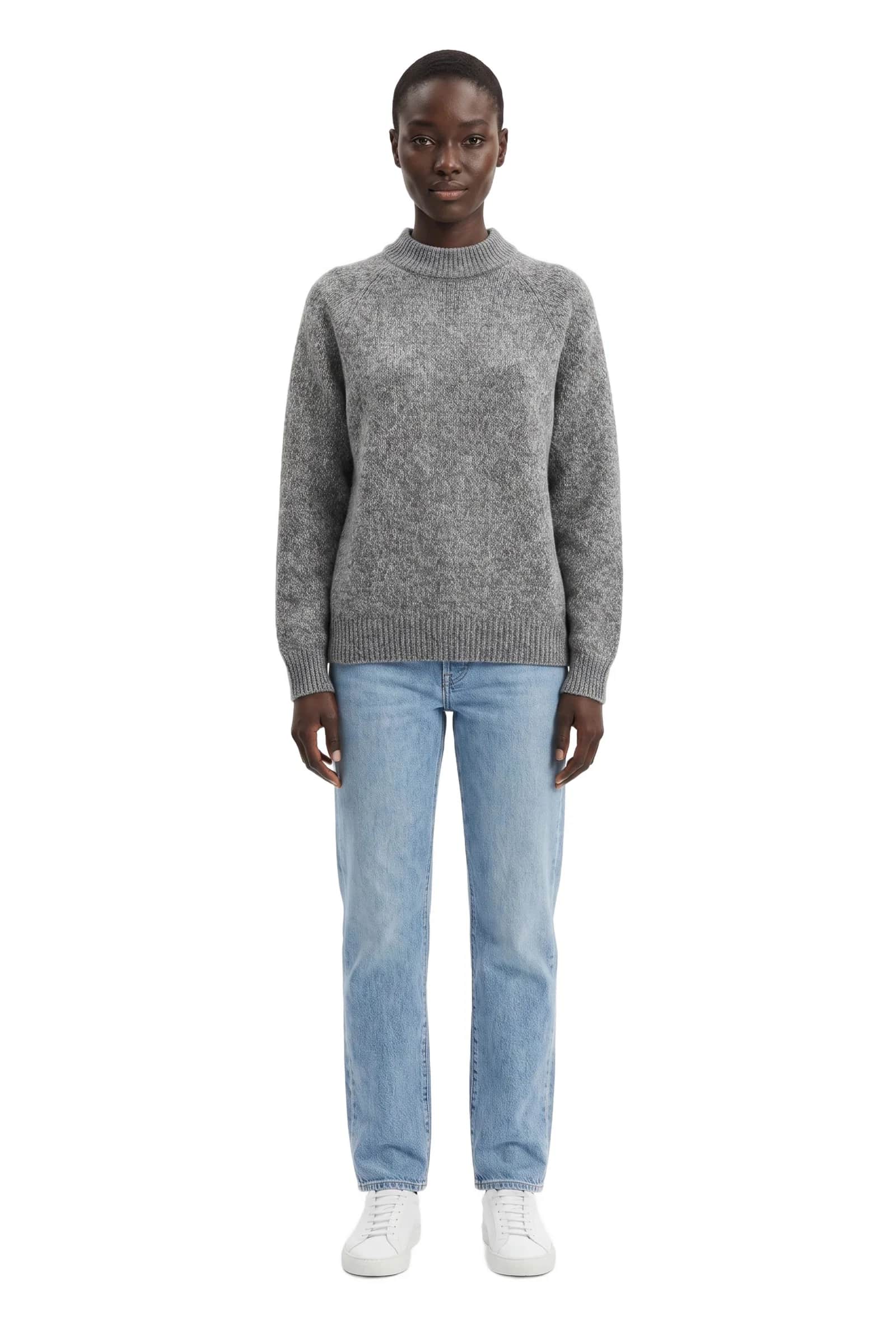 Marled Grey Mock Neck Sweater