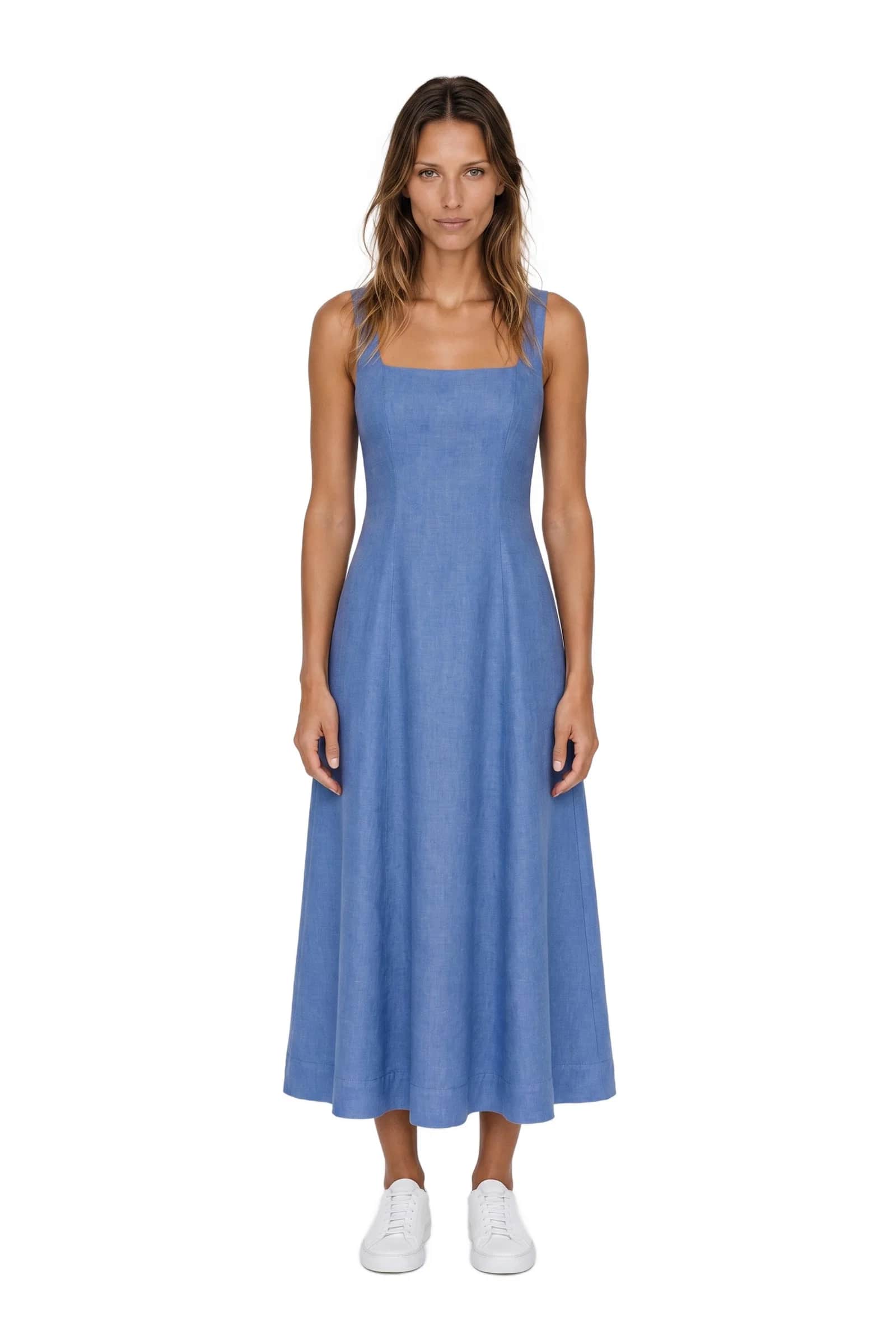 Blue Linen Slip Dress