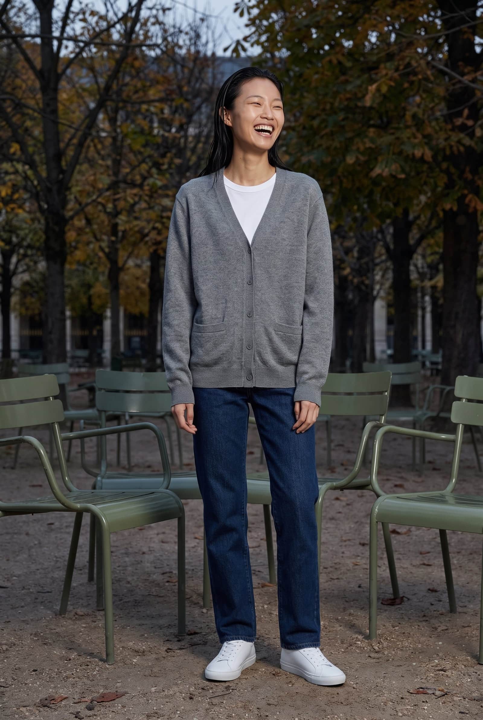 Grey V-Neck Cardigan