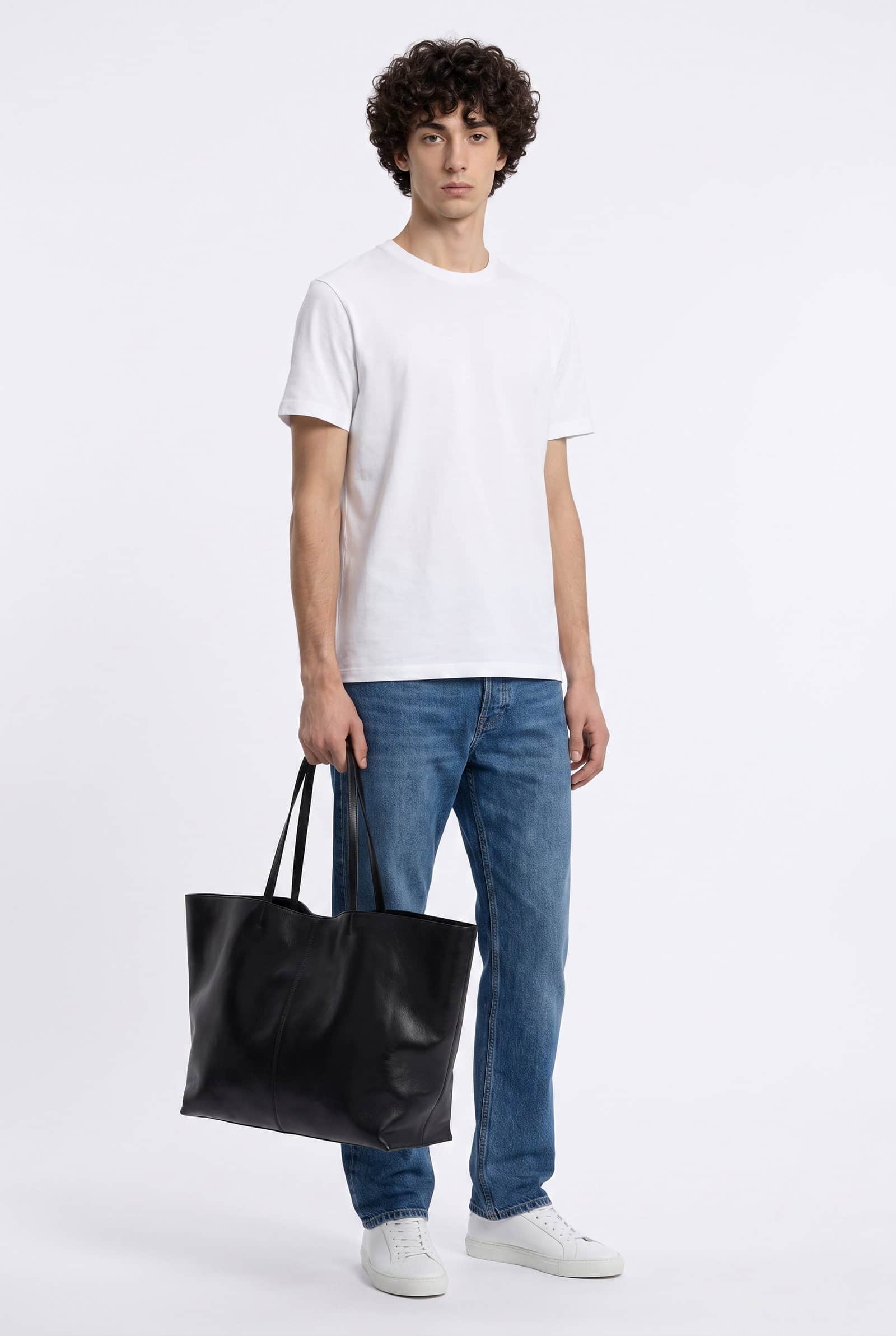 Oversized Leather East-West Tote