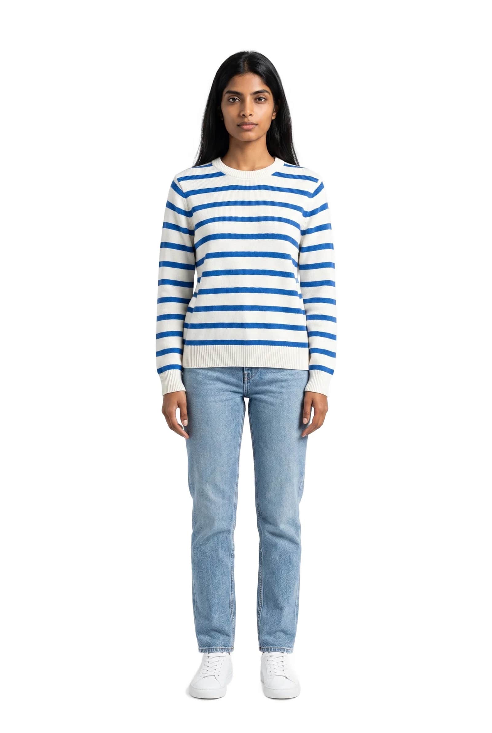 White and Blue Striped Sweater