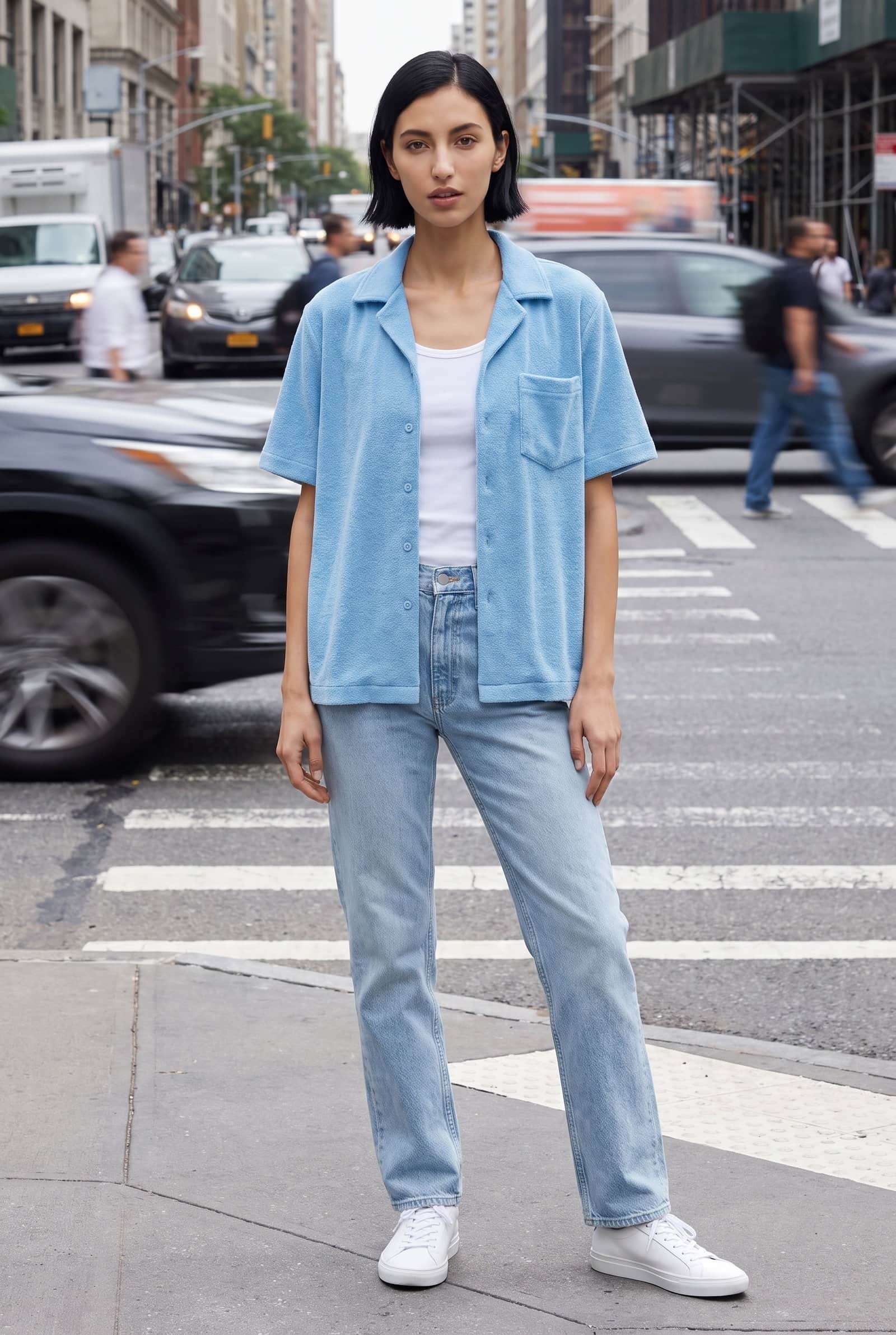 Blue Towelling Shirt