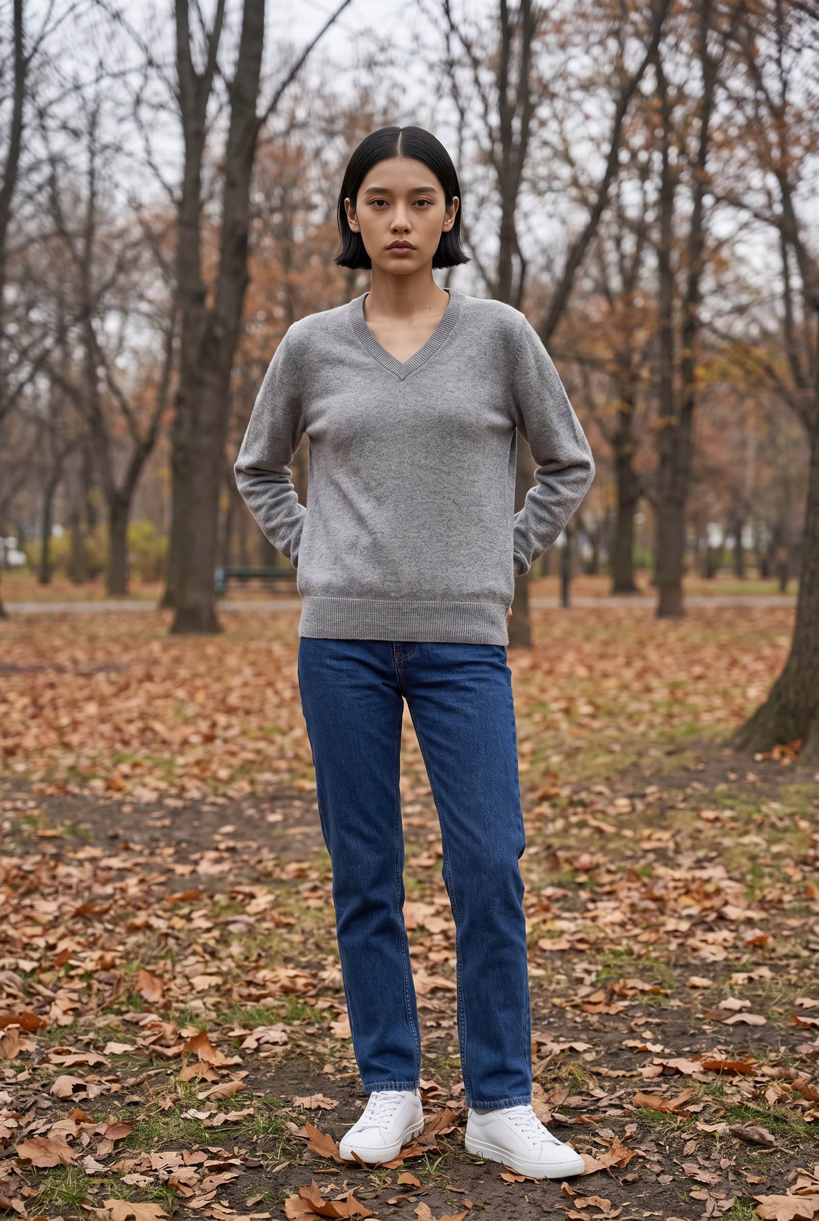 Grey V-Neck Sweater