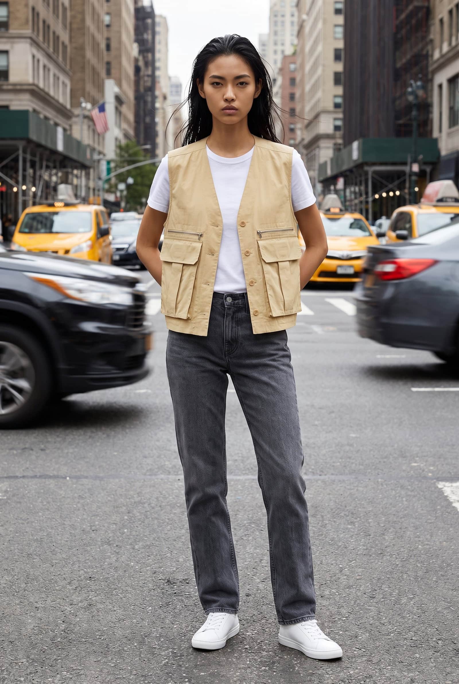 Beige Cargo Vest