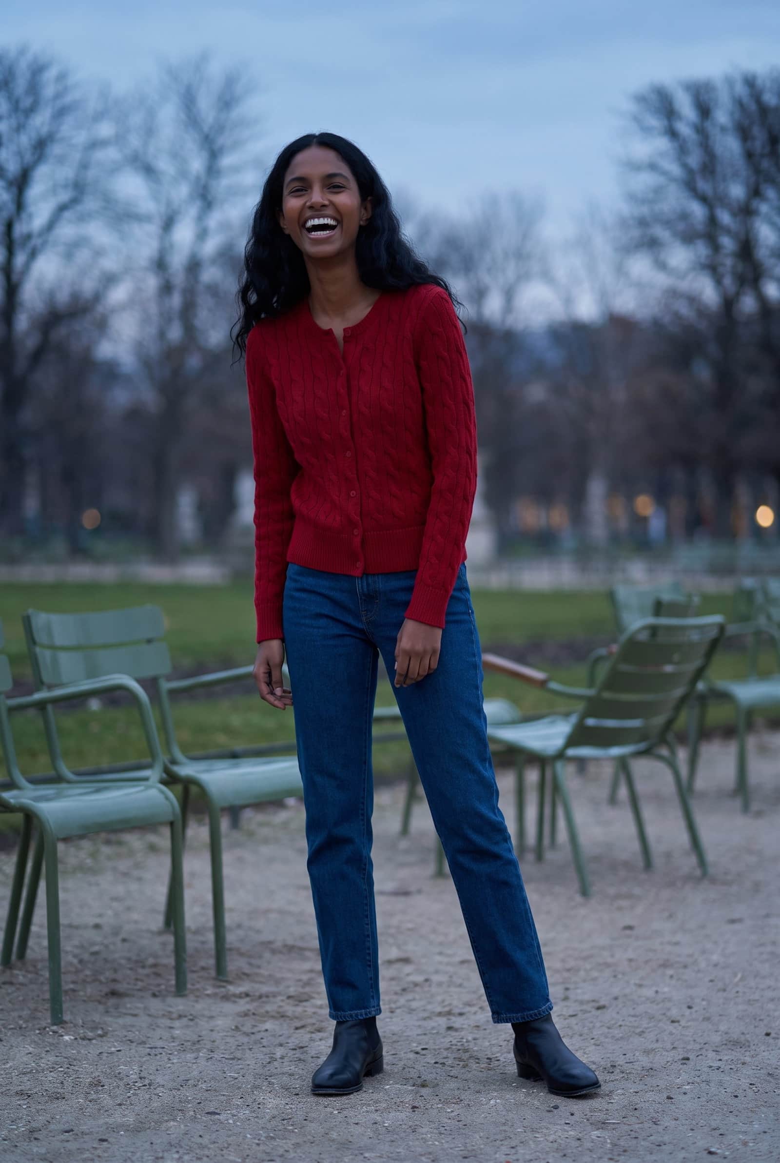 Red Cable Knit Cardigan