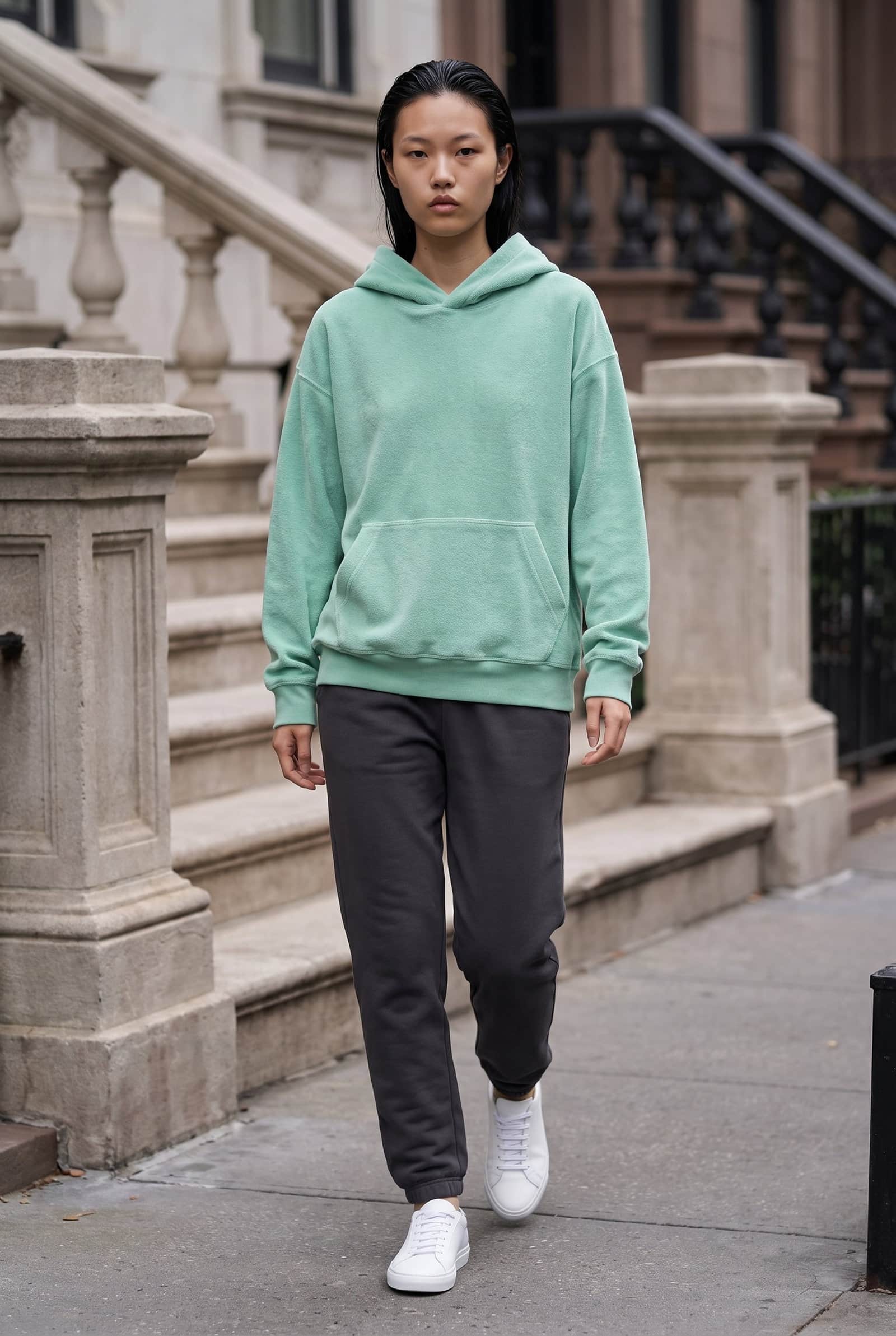 Mint Green Towelling Hoodie