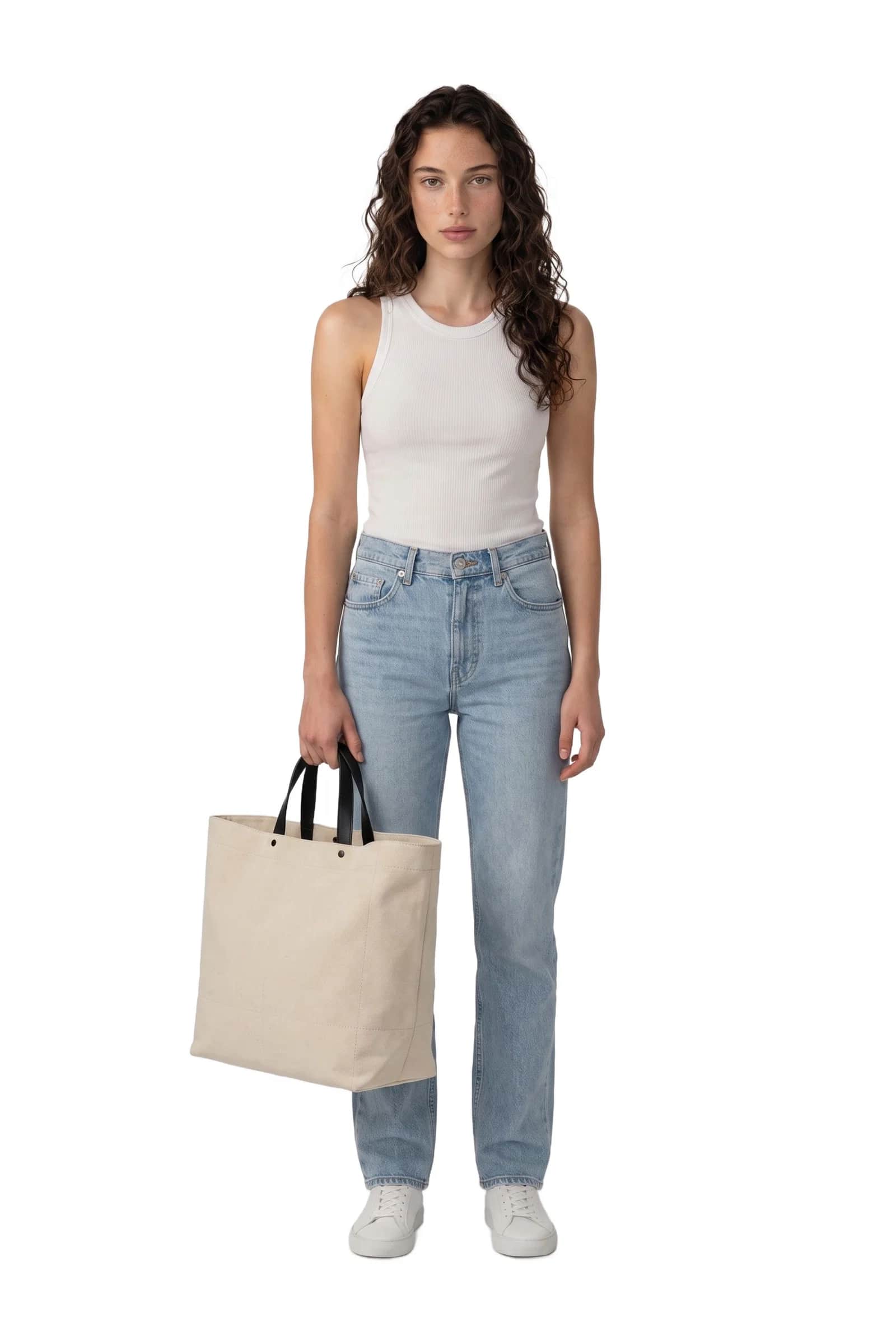 Canvas Tote with Leather Grab Handles