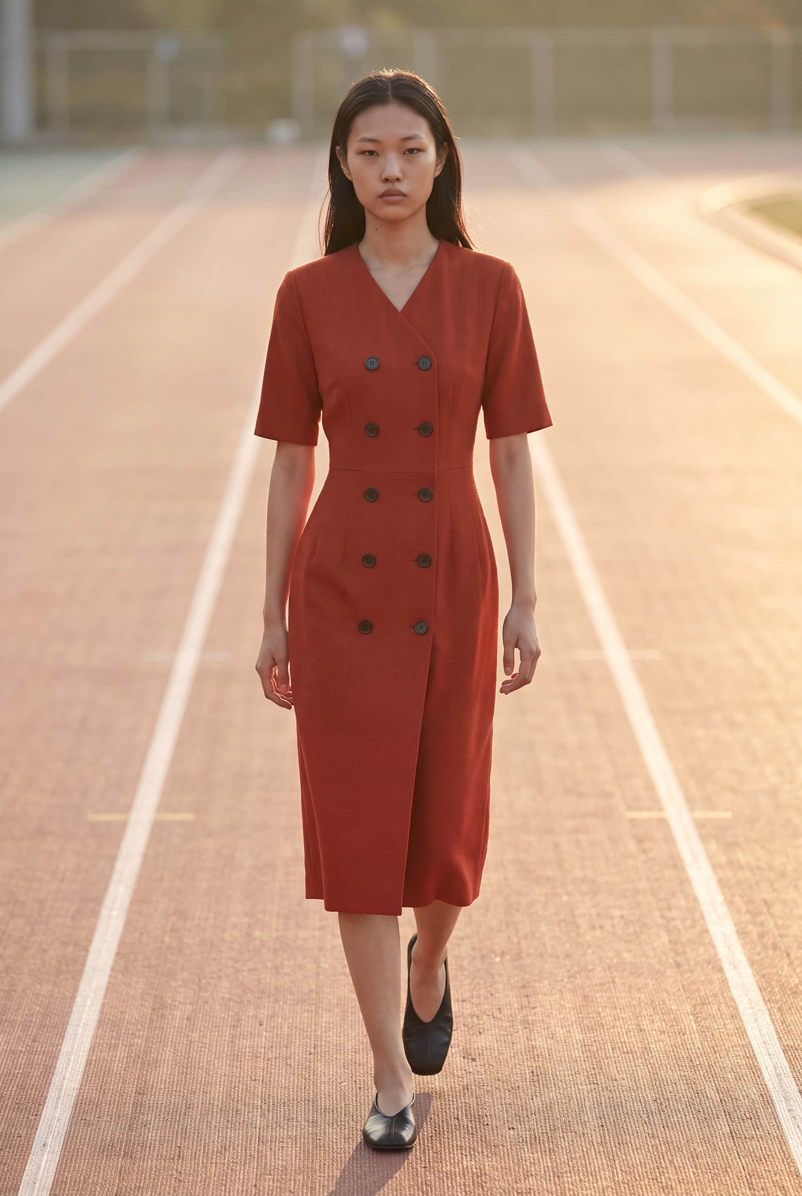 Red Double-Breasted Dress