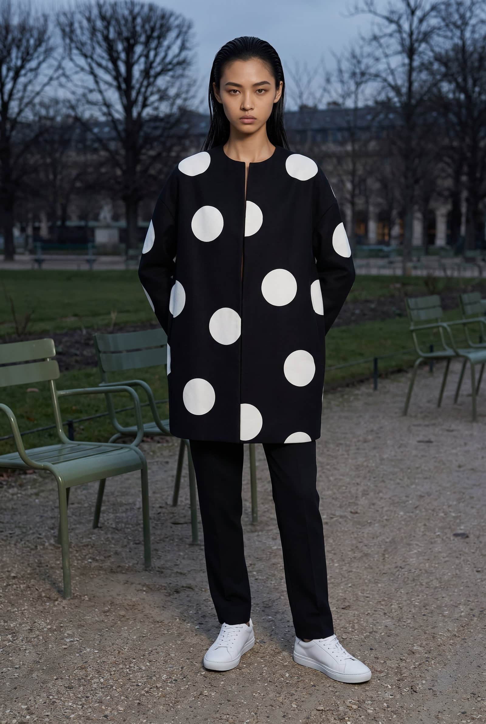 Black Polka Dot Oversized Jacket
