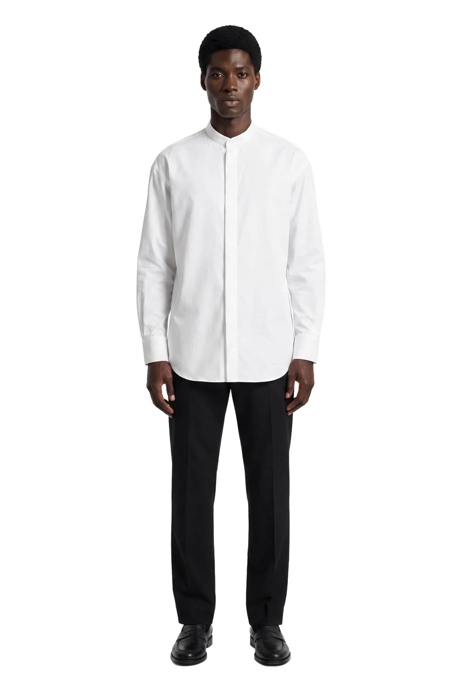Band Collar Tuxedo Shirt