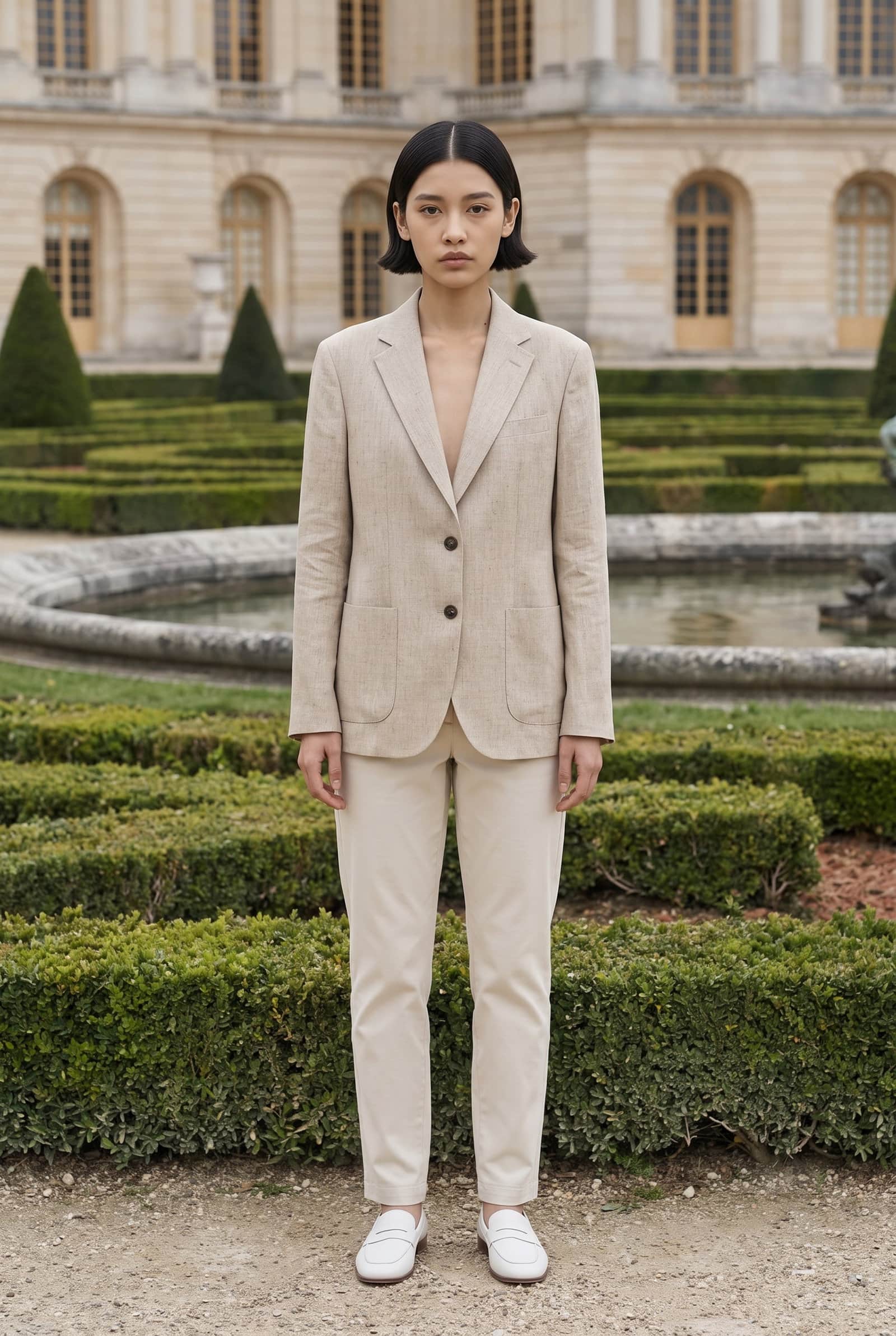 Beige Lined Linen Blazer