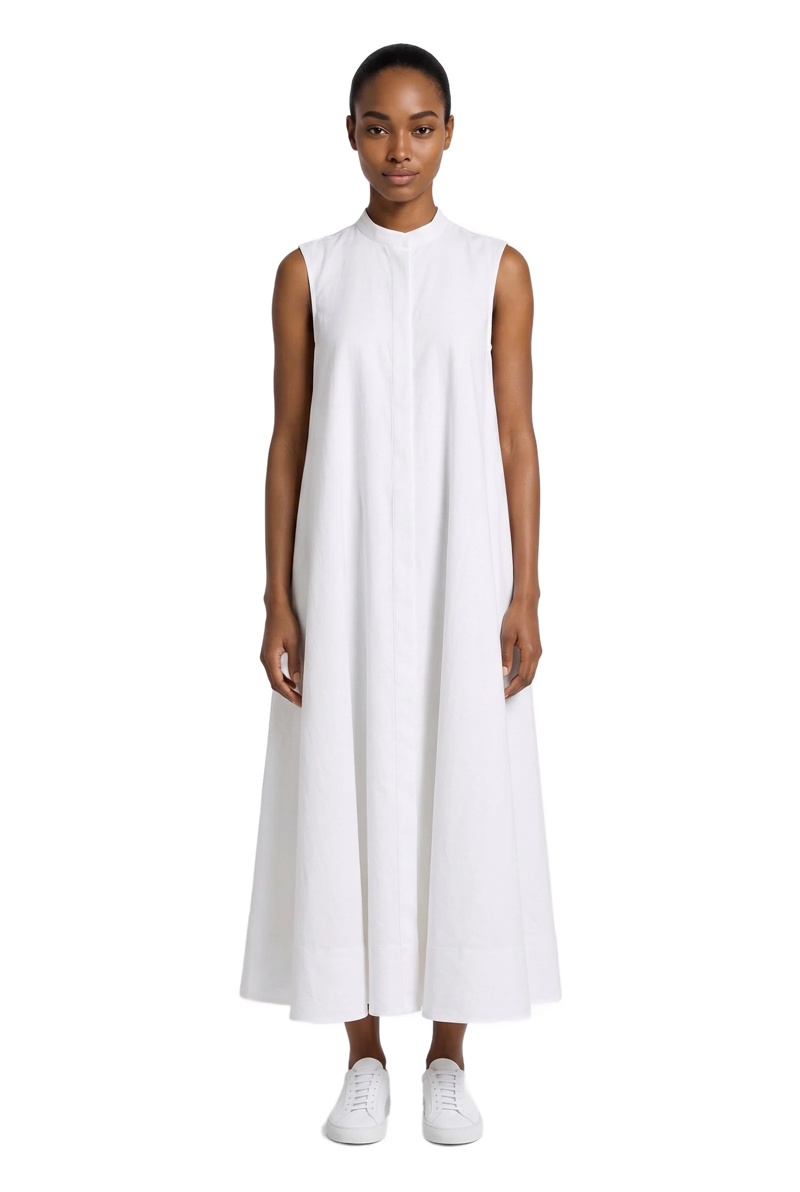 Mandarin Collar Trapeze Dress