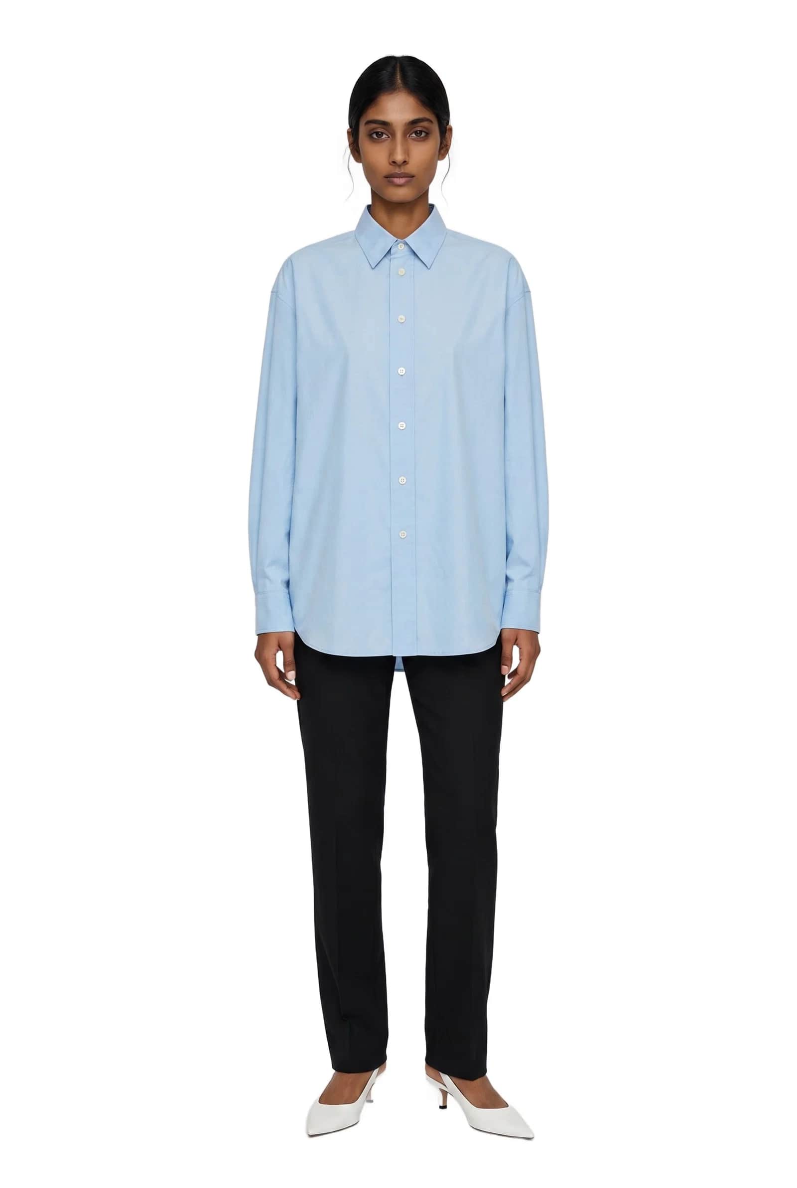 Sky Blue Drop-Shoulder Poplin Shirt