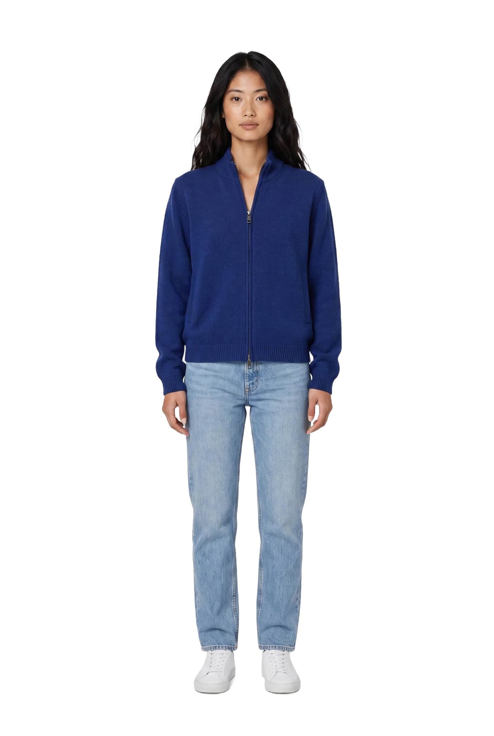 Navy Blue Zip-Up Knitwear